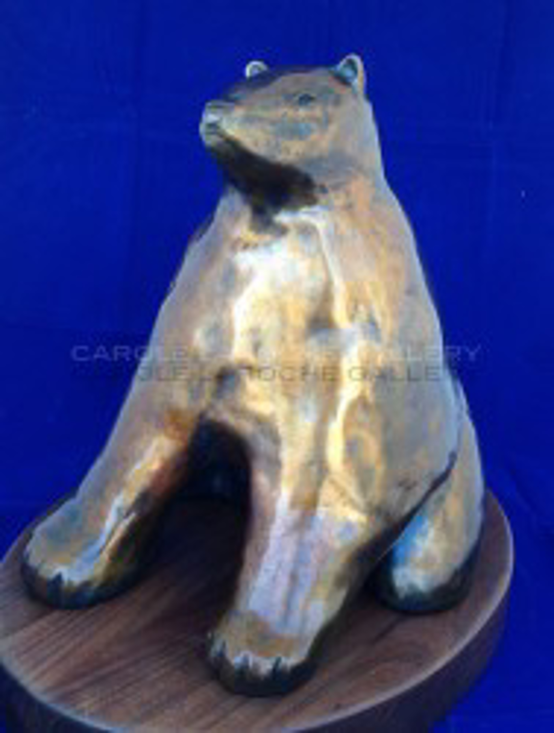 Brown Bear - Bronze with swivel base by Carole LaRoche