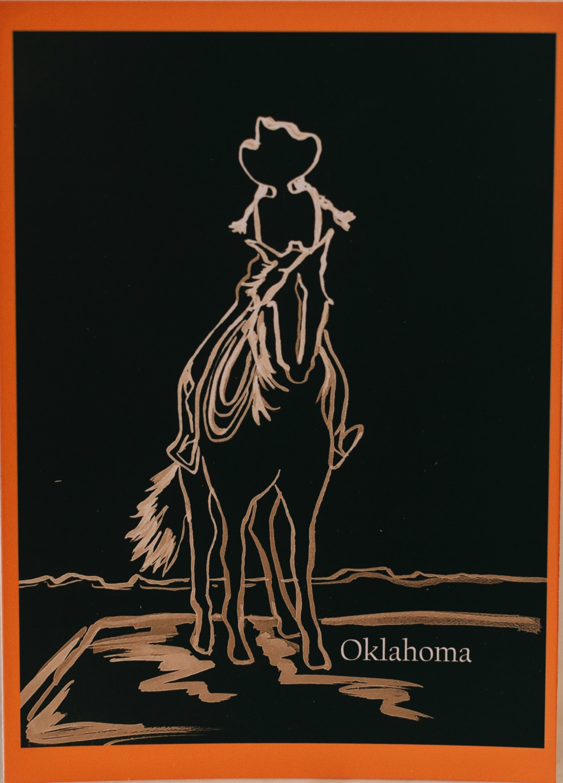 Cowboy on Horse Postcard by Jennifer Cocoma Hustis