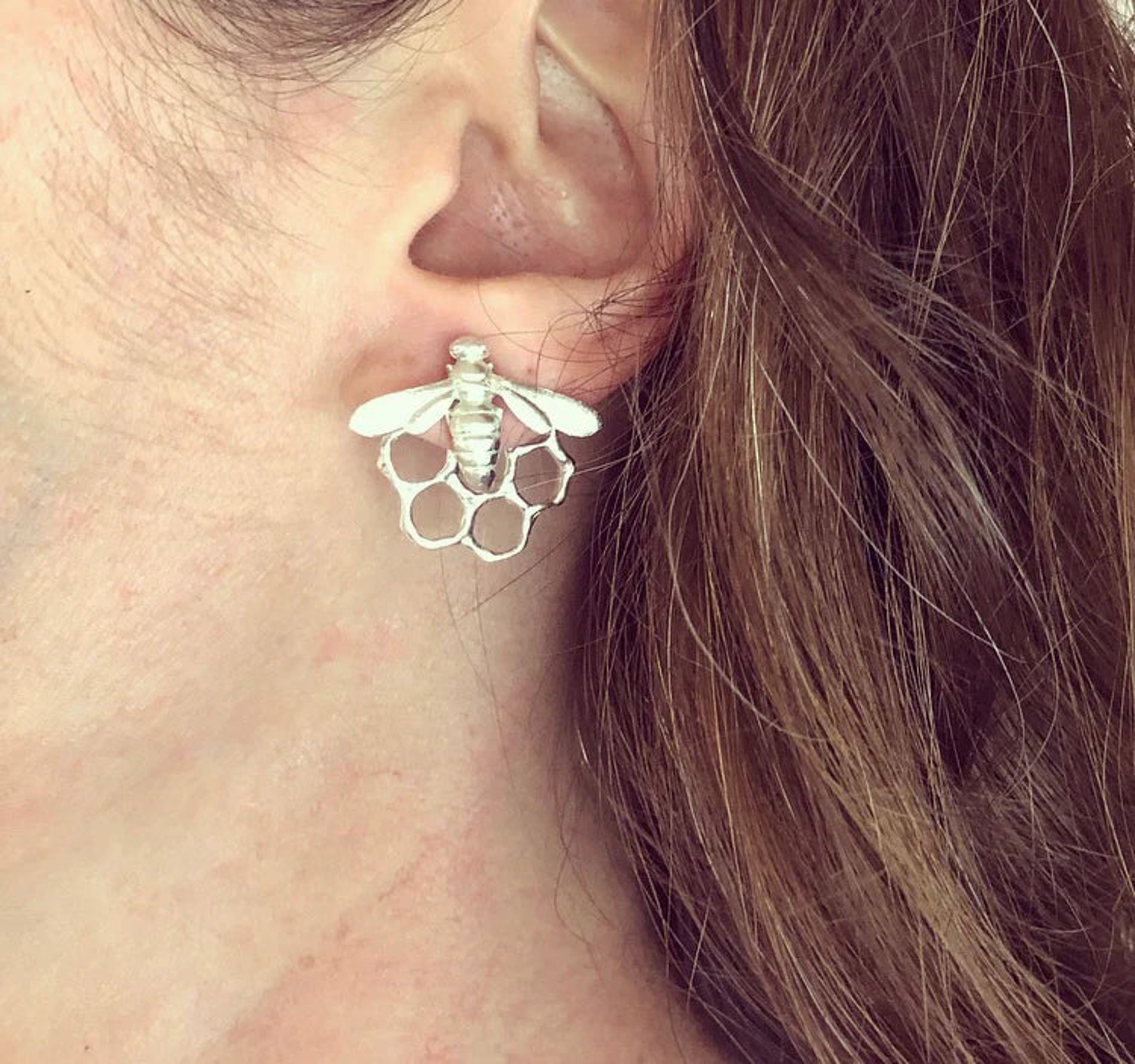 Two-Way Bee Studs - Silver by Bee Amour