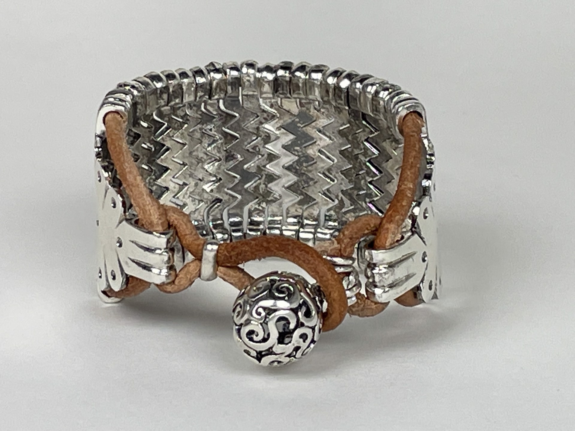 Sterling silver and leather bracelet by Jeri Mitrani