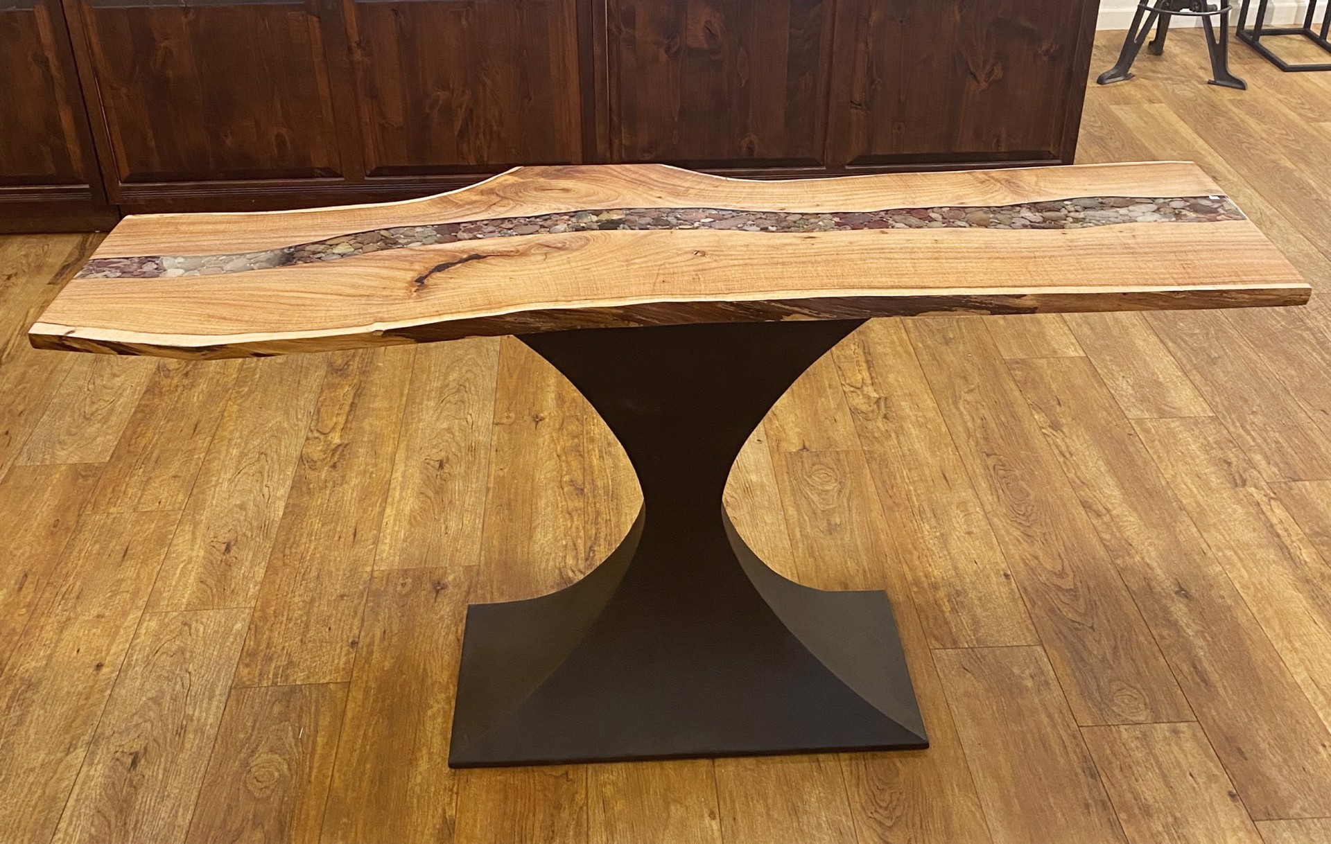 Occasional - Mesquite Table with River Rock Inlay by TreeStump Woodcraft