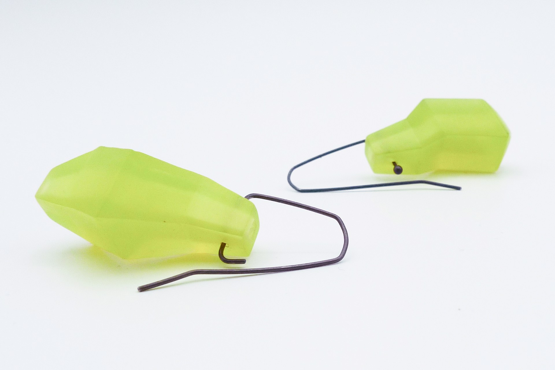 Yellow Green Resin Earrings by Juan Fried