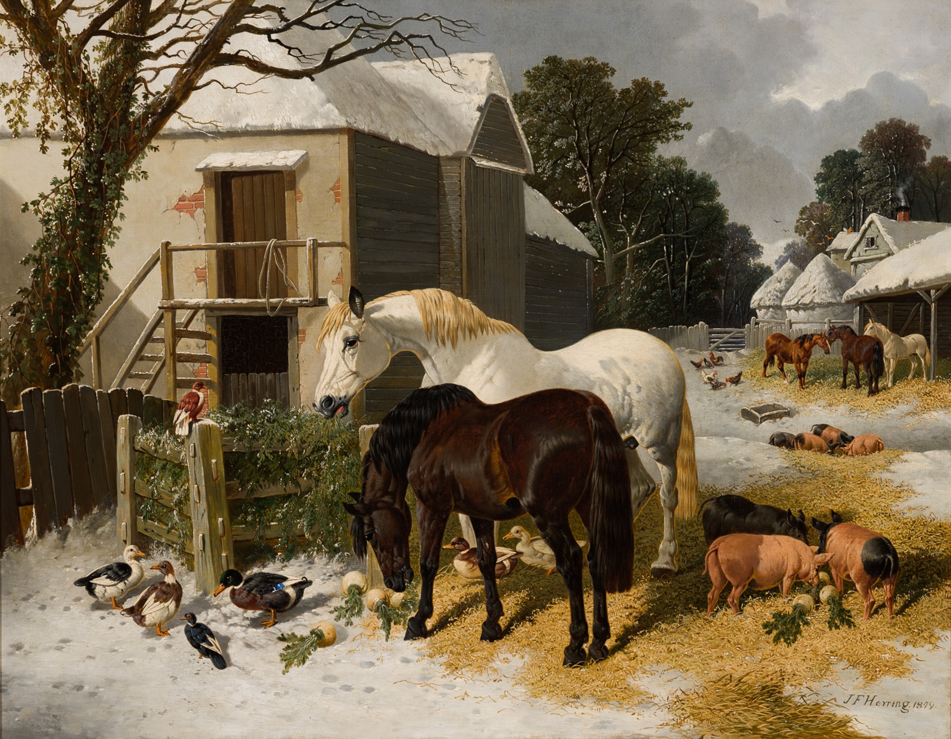 Winter Barnyard Scene by John Frederick Herring, Jr.