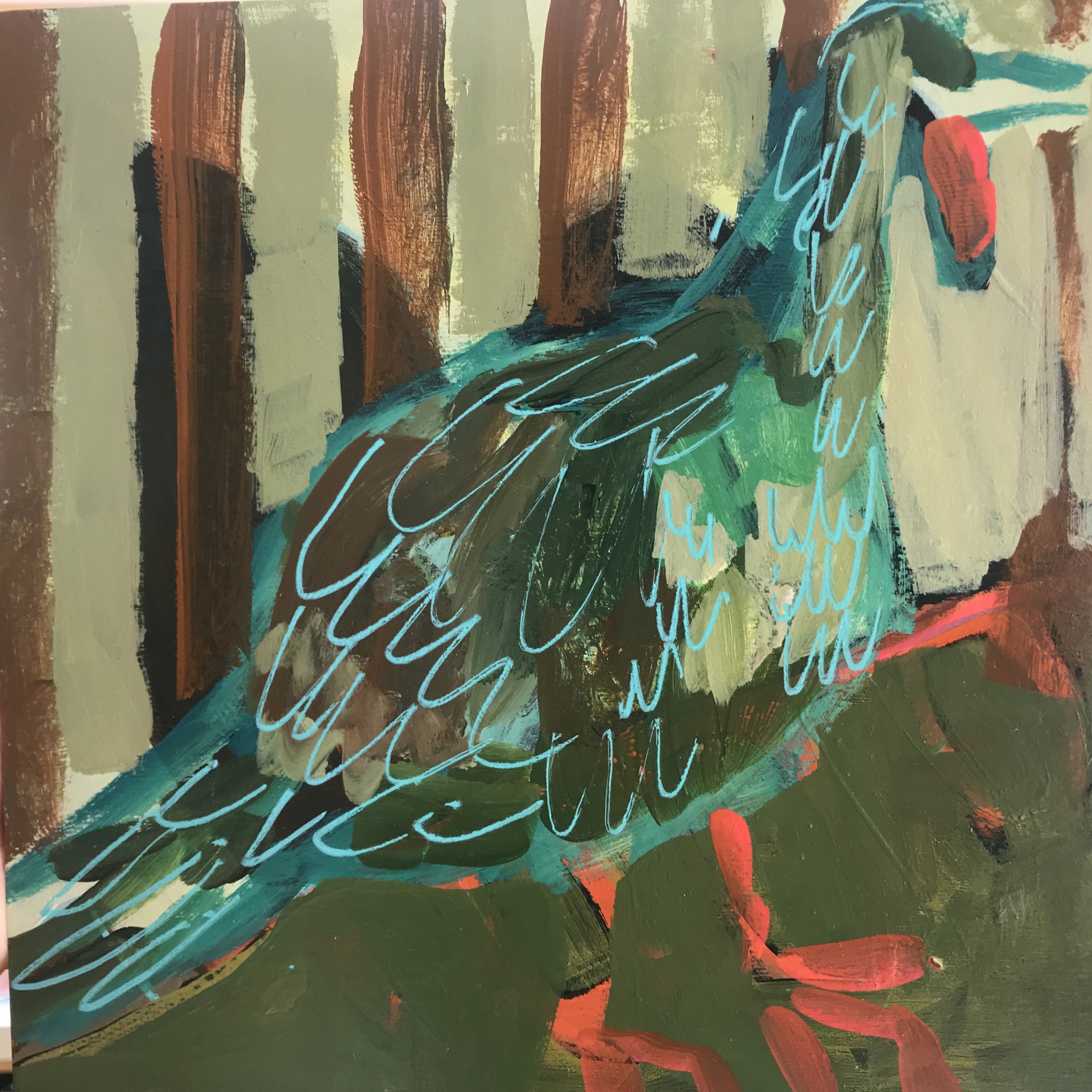 Wild Turkey Wandering in Forest by Rachael Van Dyke