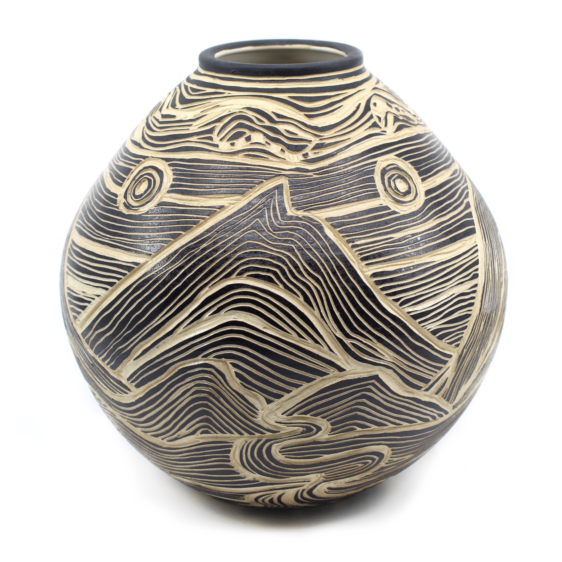 Black & White Carved Vase by Heather Bradley
