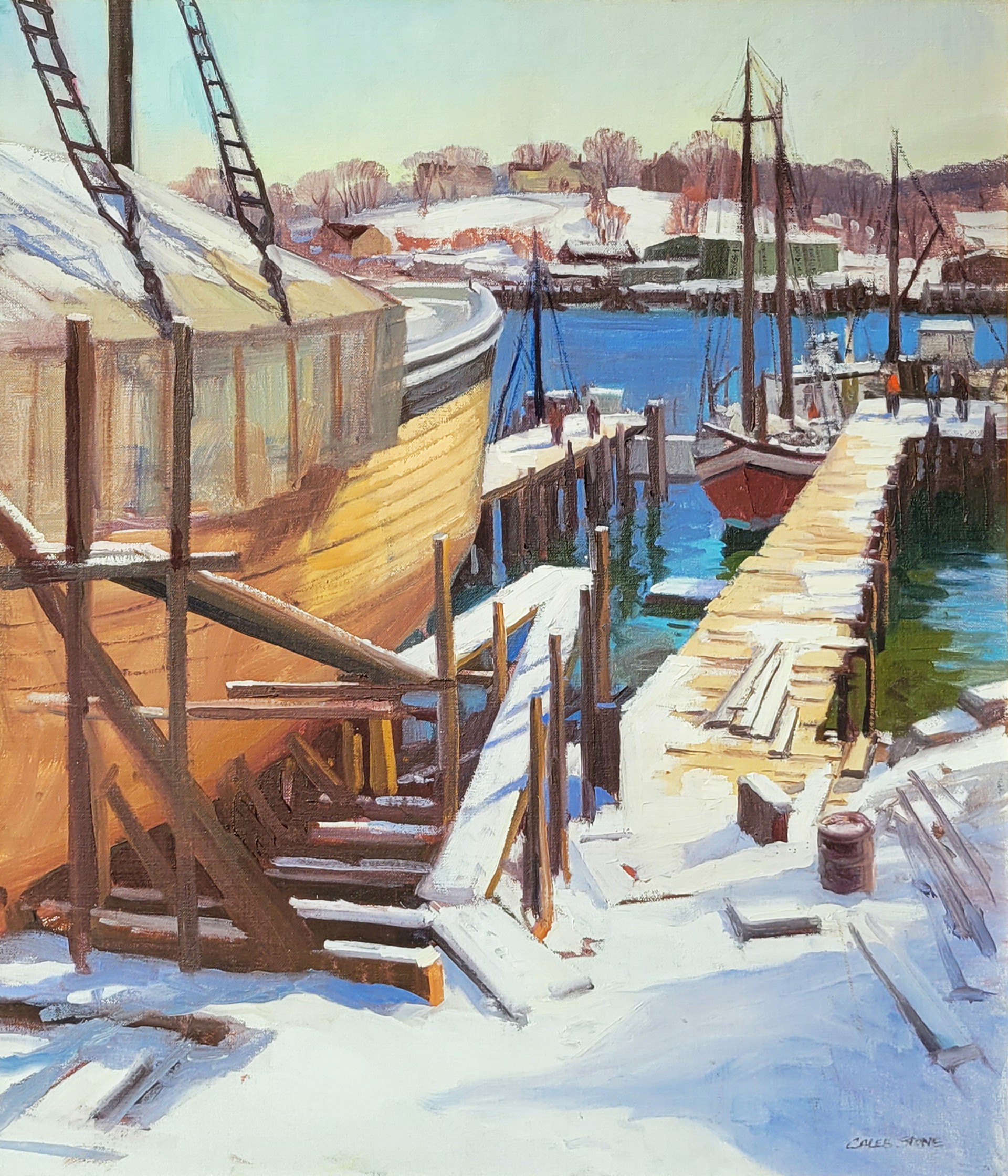 Winter Morning Gloucester Harbor by Caleb Stone
