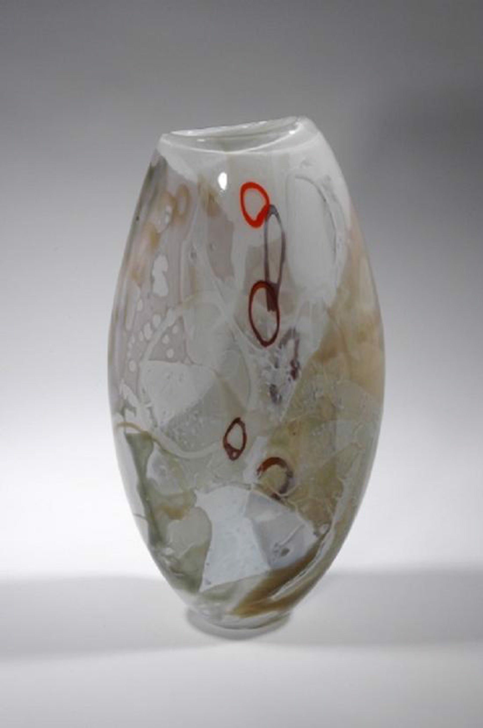 Shard Vase - Open Form with Red O by Susan Rankin