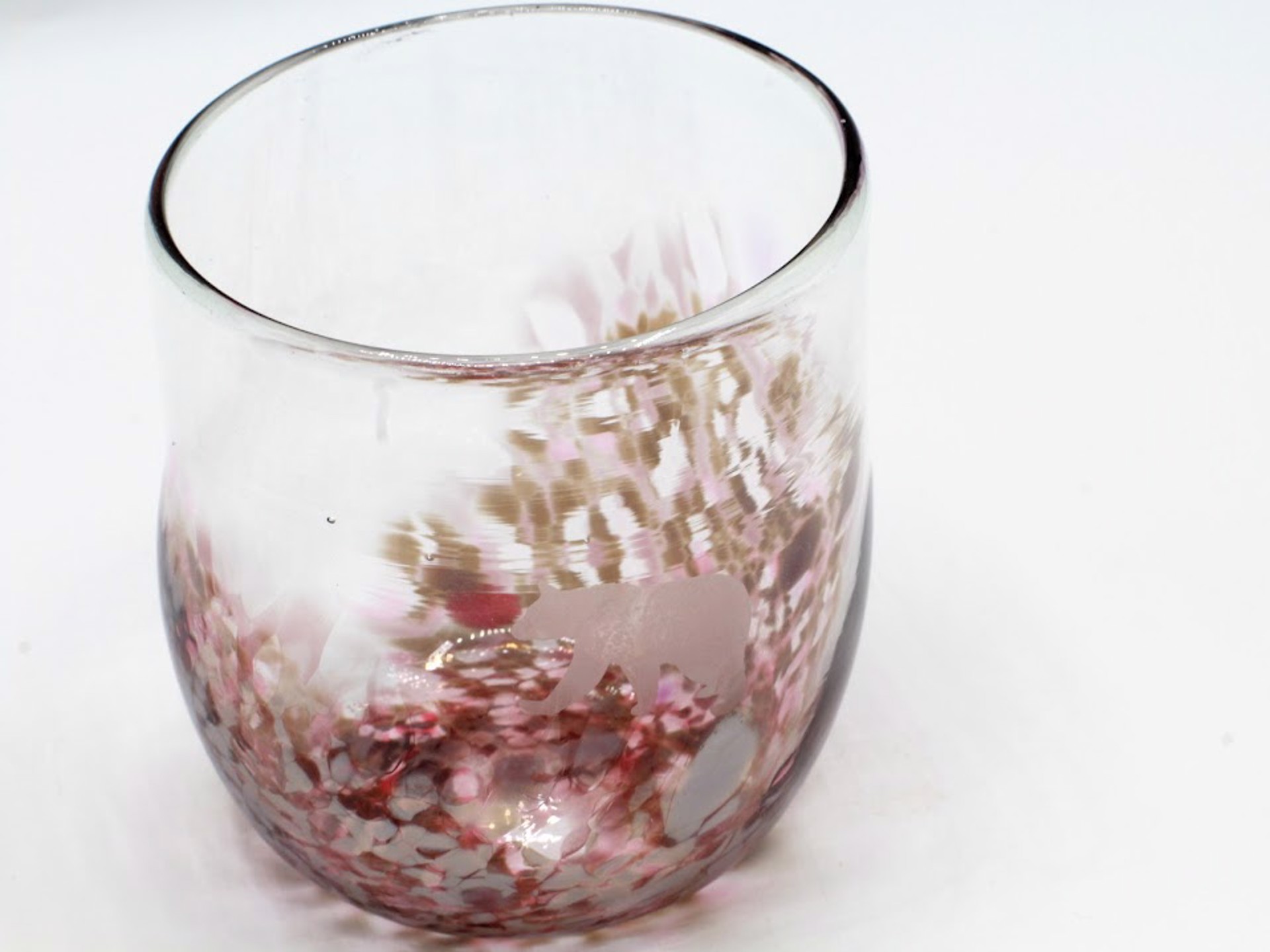 Bear Hand Blown Glass Cup - Pink by Katie Sisum