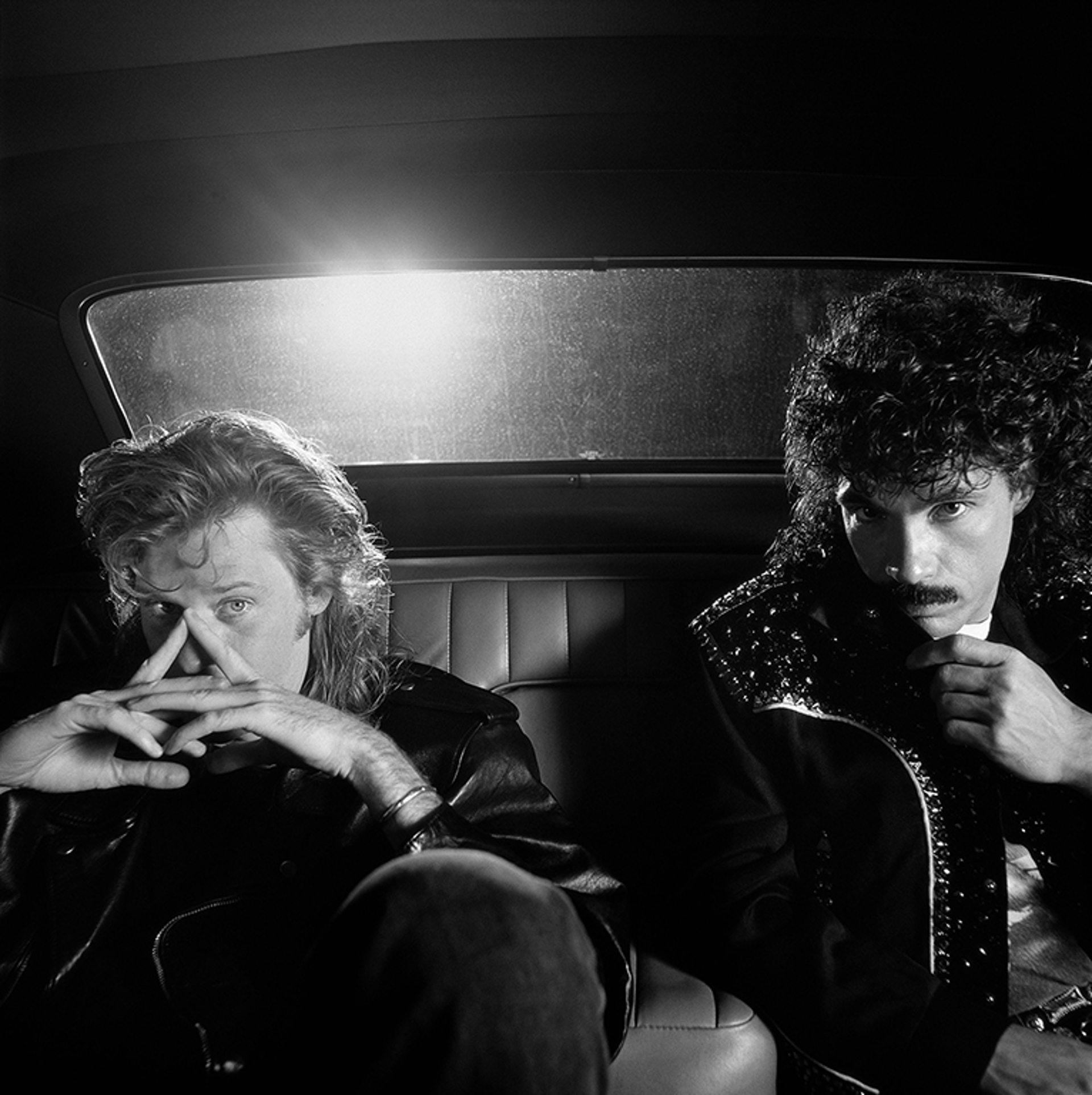 88094 Hall & Oates In The Back of A Car BW by Timothy White