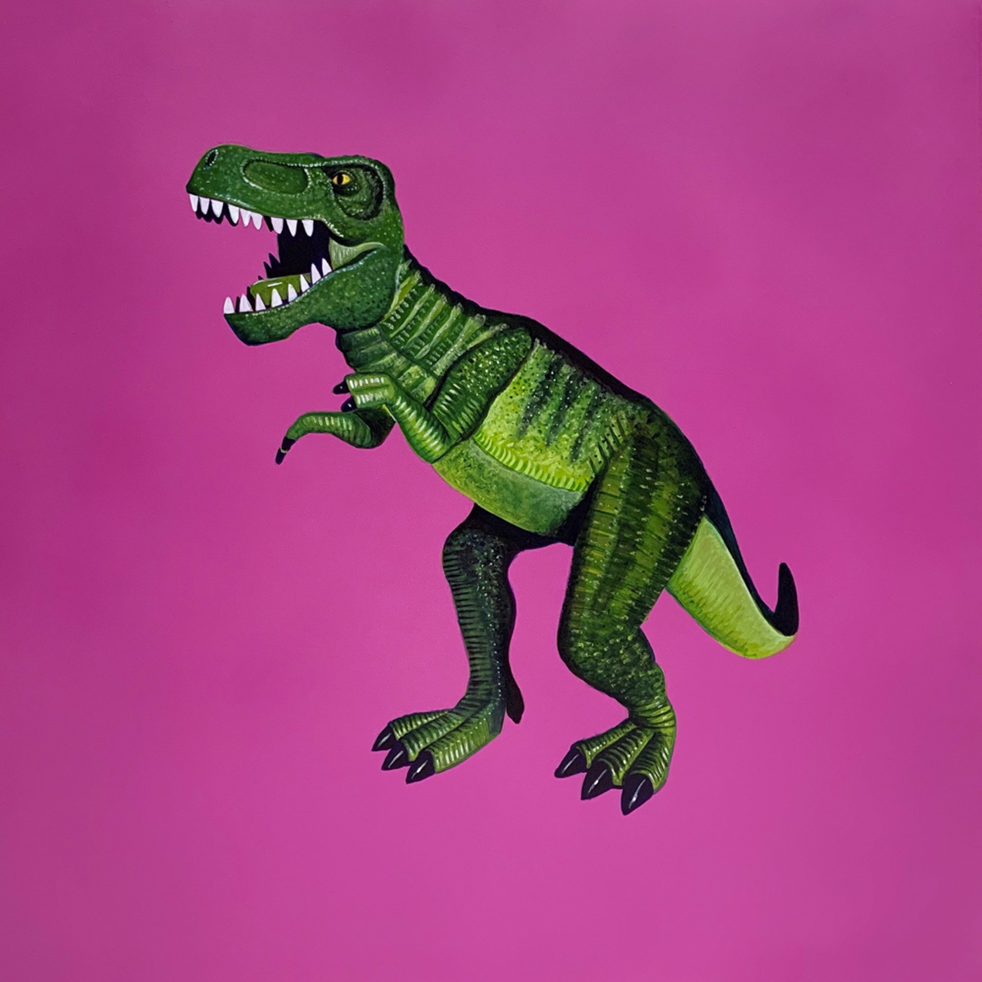 Green T.Rex on Pink by Colleen Critcher