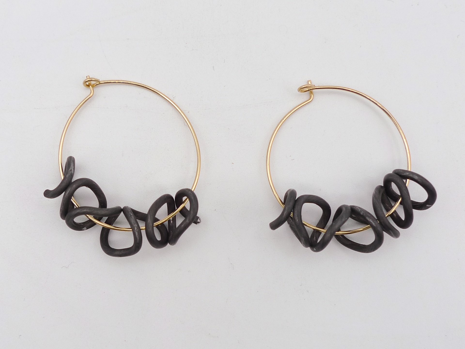 Medium Coily Threaded Hoopwire Earrings by Susanne Henry