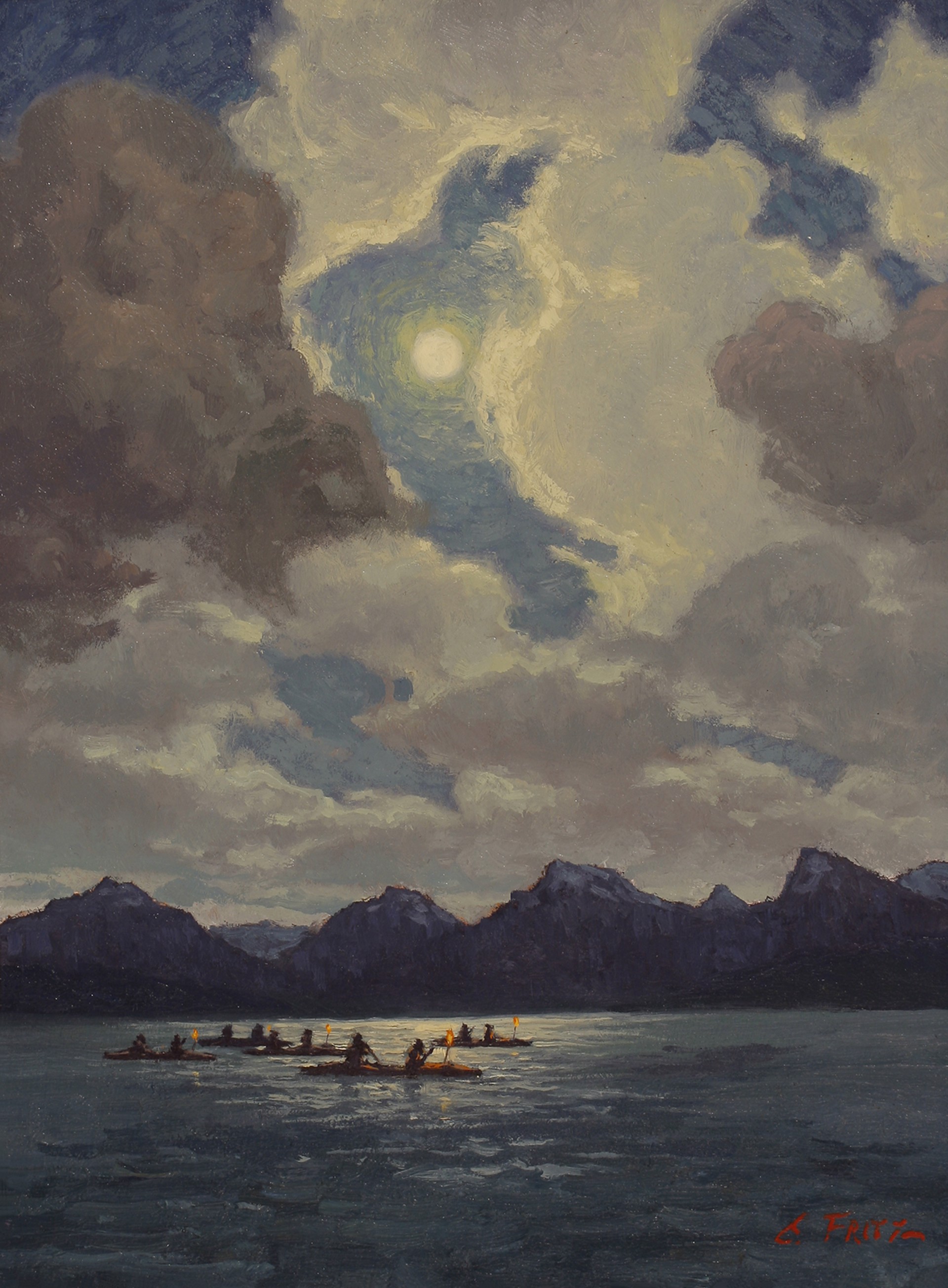 Kootenais Returning on Lake MacDonald by Charles Fritz