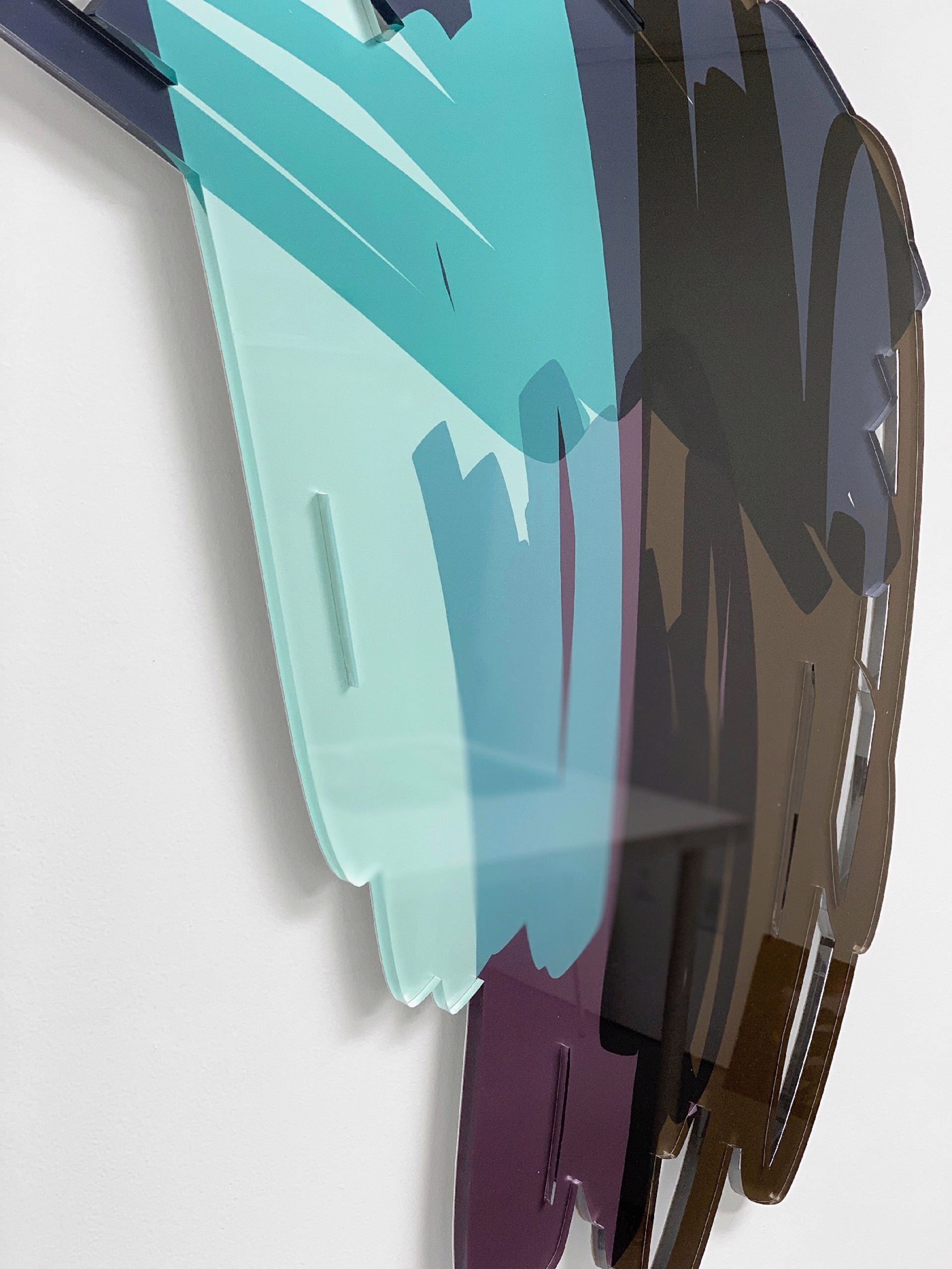 Four Scribbles Wall Sculpture, Laser cut acrylic with photo mount by Ryan Coleman