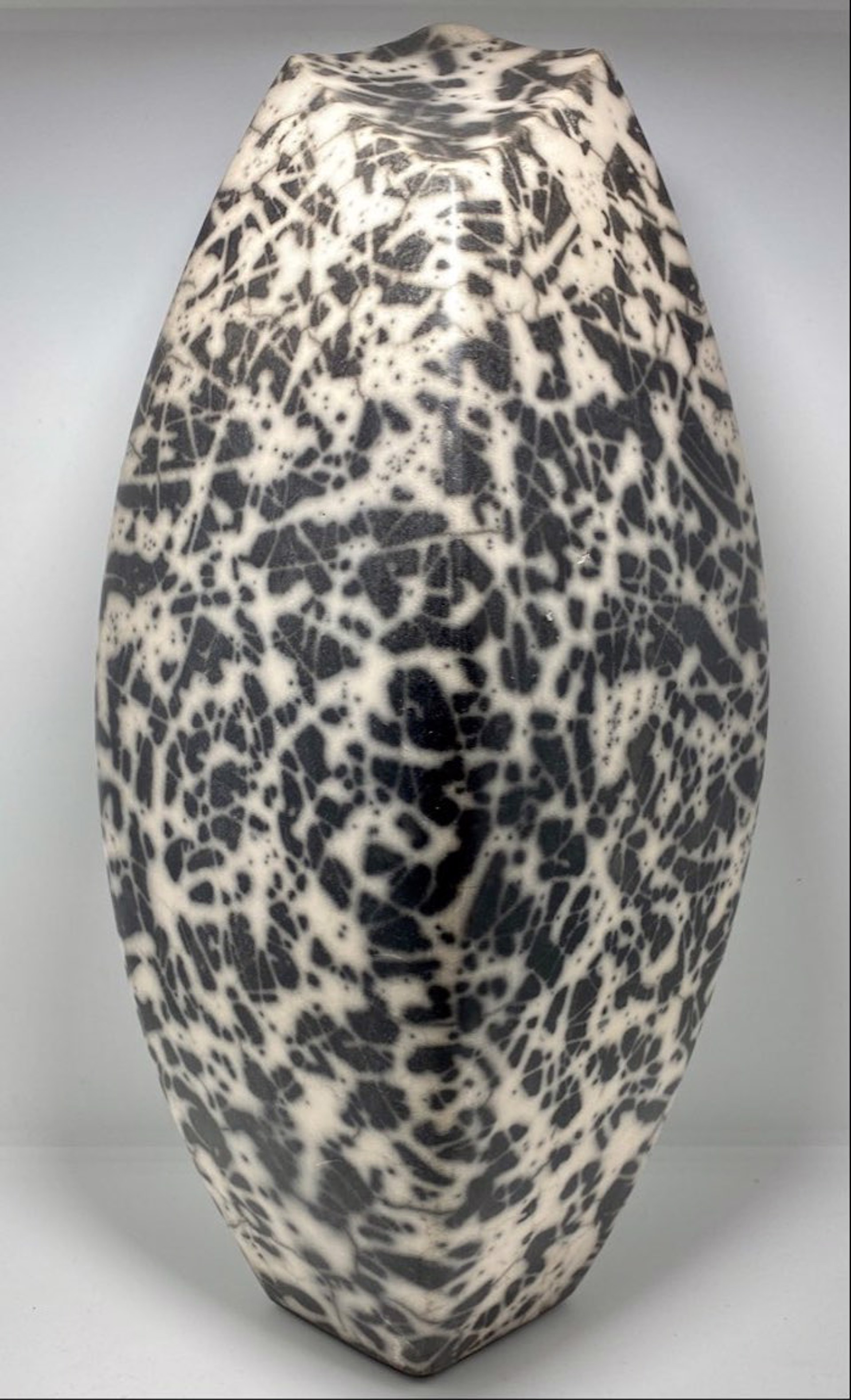 Black Naked Raku Vase Form by Wally Asselberghs