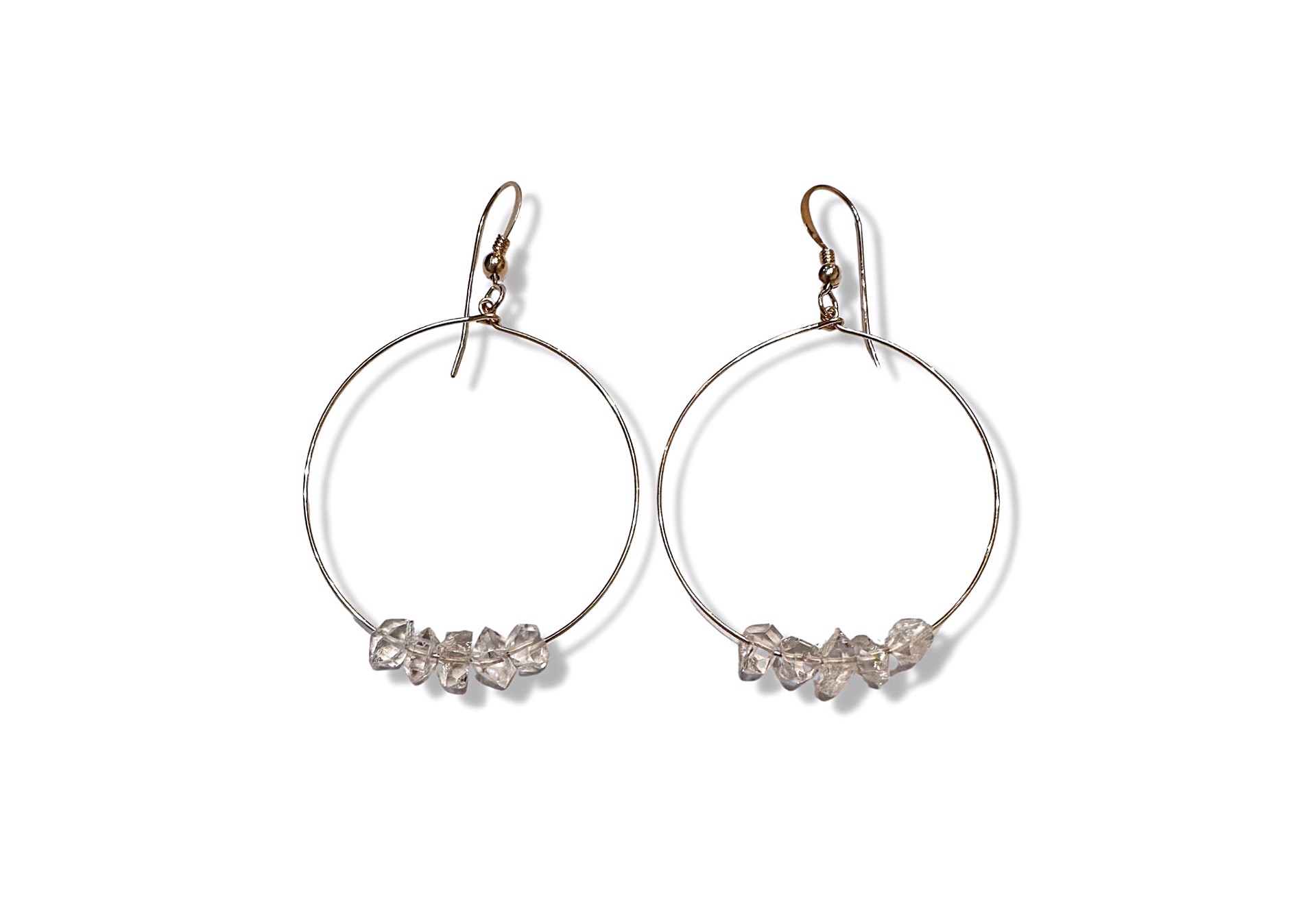 Earrings - Herkimer Diamond Quartz Hoops by Julia Balestracci