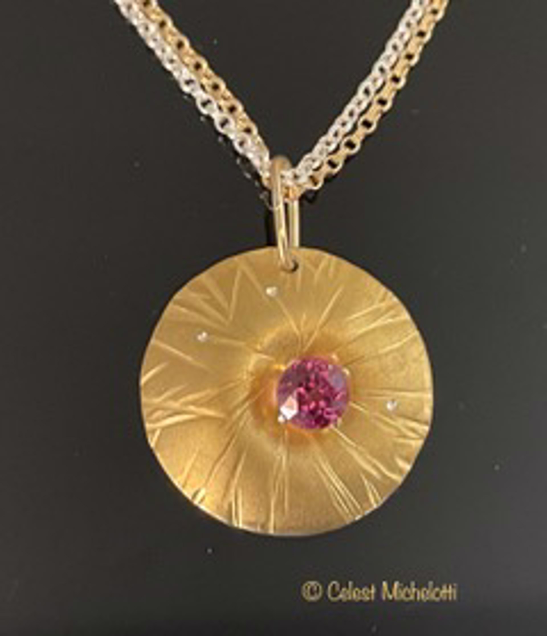 Nova 1" necklace, 18-21" chain with rhodolites by Celest Michelotti
