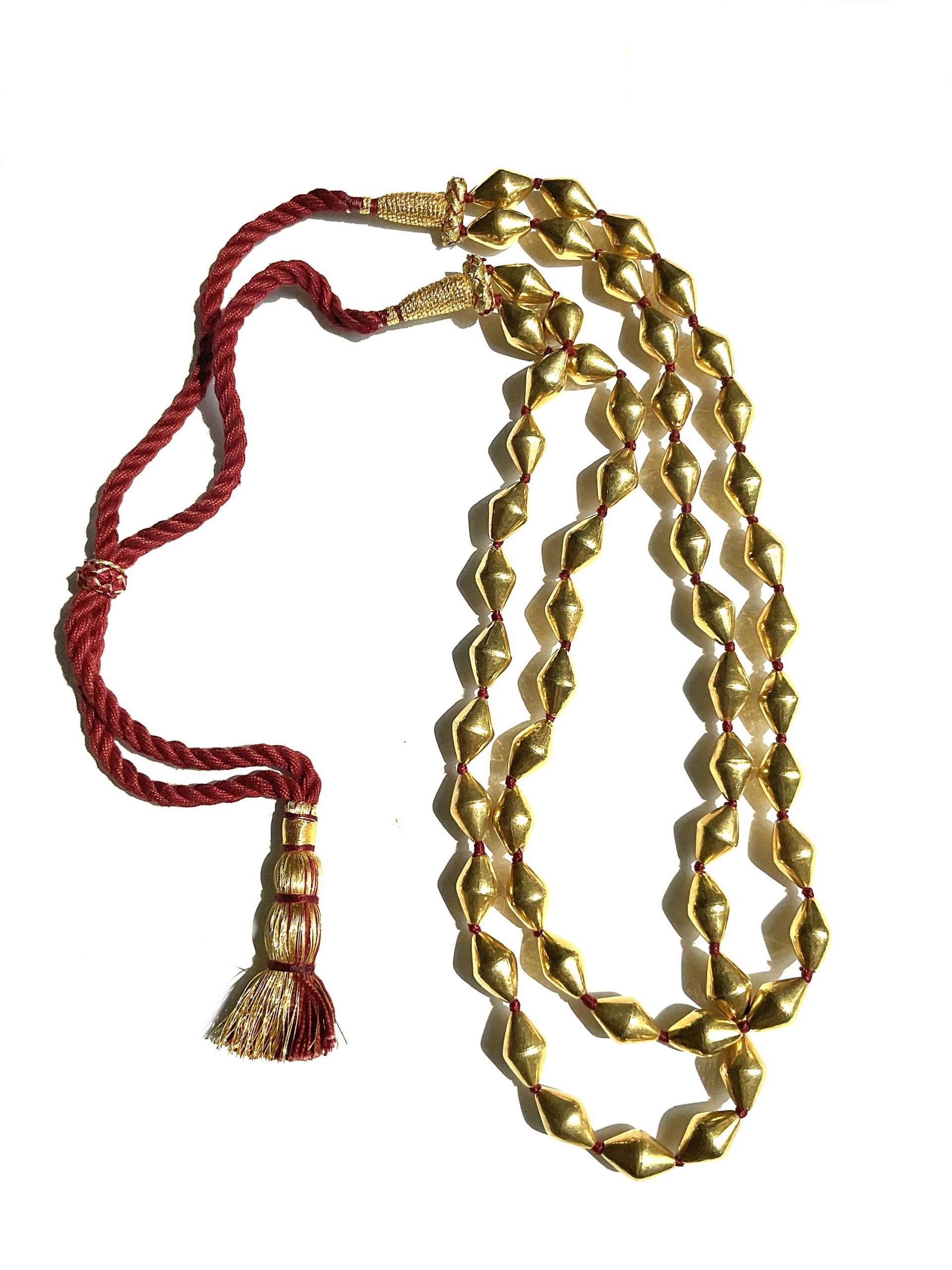 Jaipur 2 String Necklace Crimson Cotton Silk Cord by J. Catma
