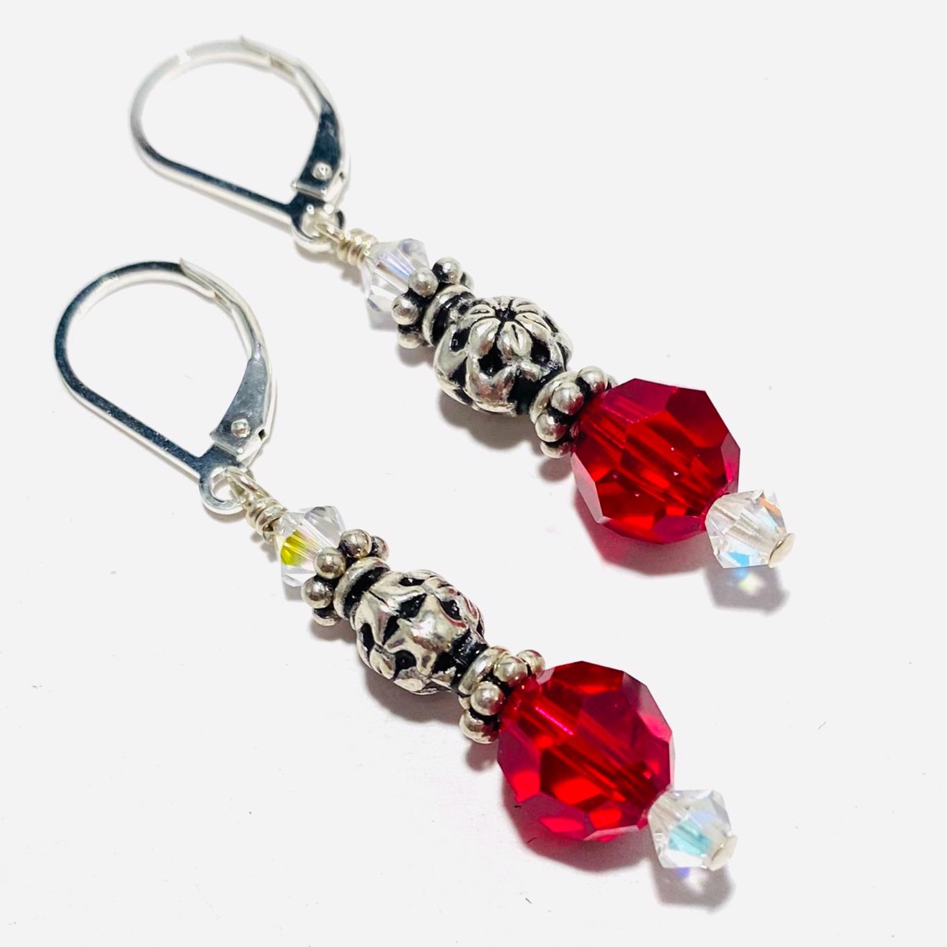 SHOSH22-67 Red Swarovski Crystal Earrings by Shoshannah Weinisch