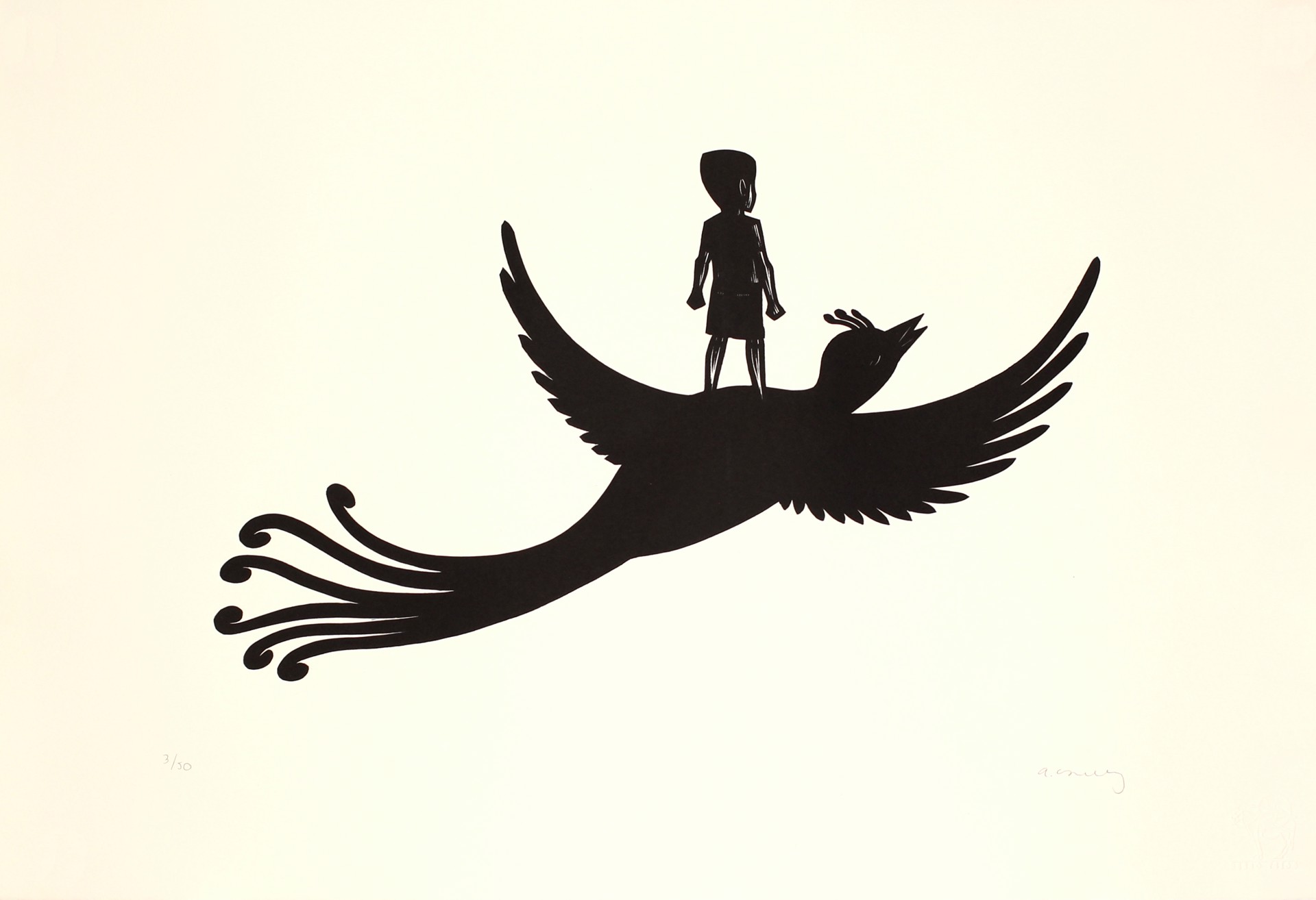 Niño Volando con Pajaro by Alberto Cruz