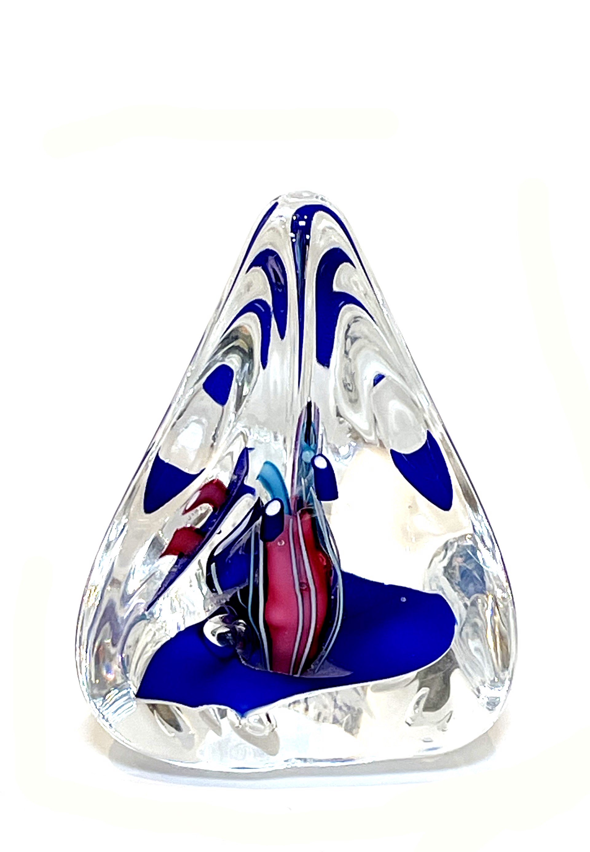 Hand Blown Triangle Paperweight by Schmidt Rhea Glass