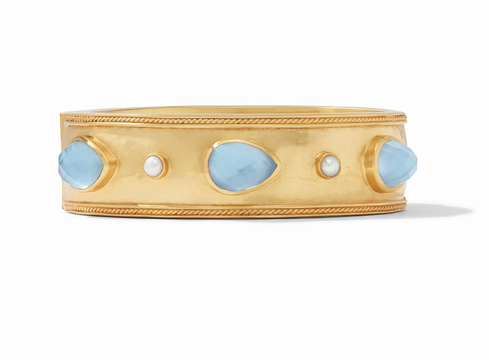 Cannes Statement Hinge Bangle/Iridescent Chalcedony Blue by Julie Vos