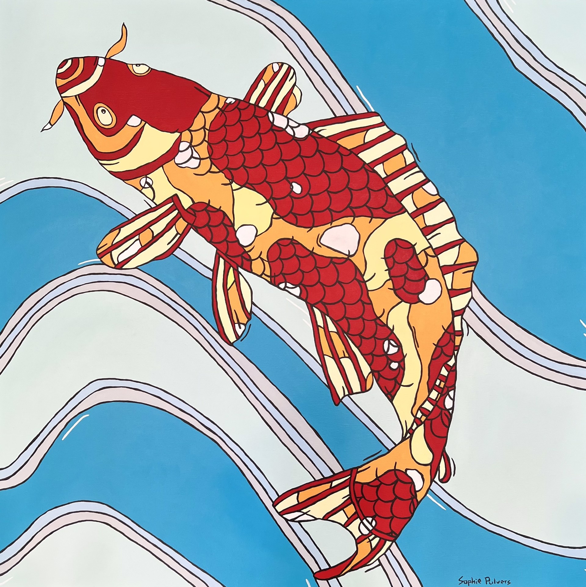 Leaping Koi Two by Sophie Pulvers