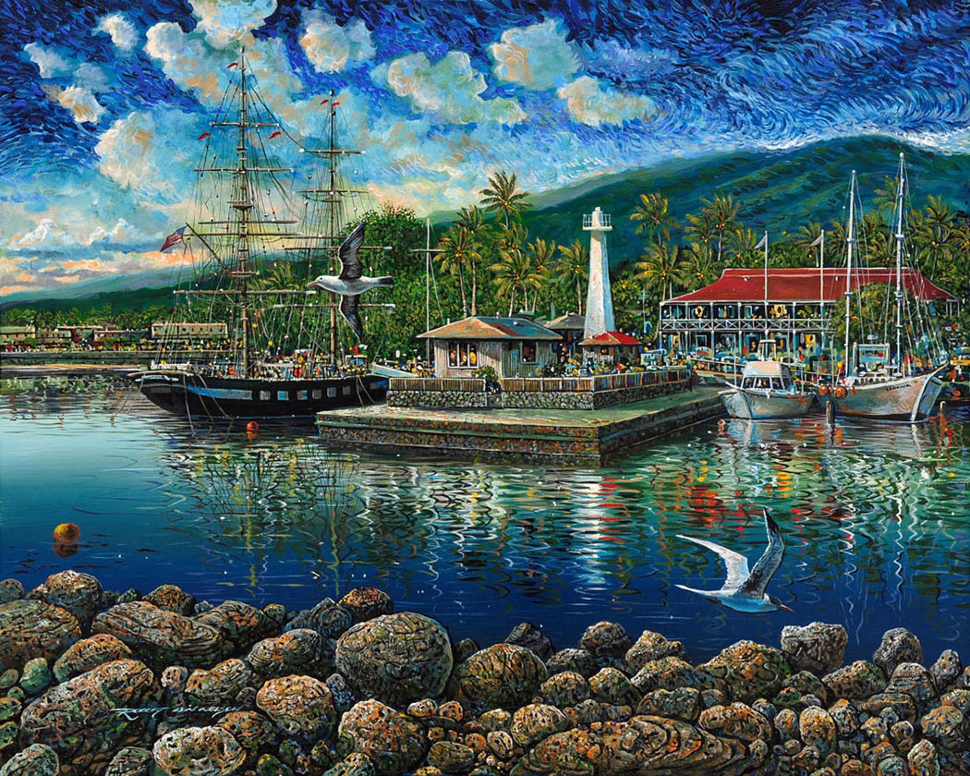 Van Gogh Dawn Over Maui by Robert Lyn Nelson