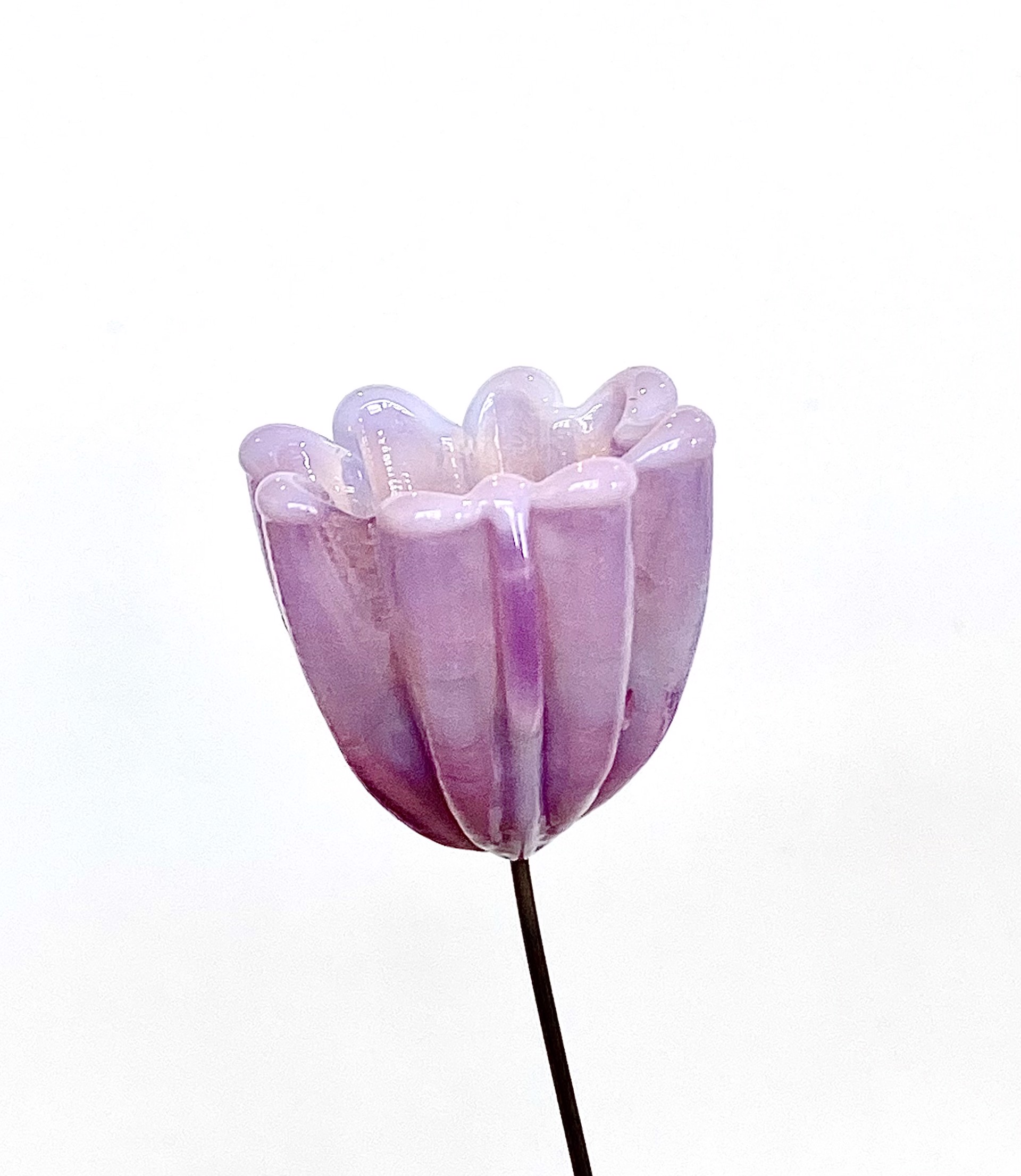 Glass Marbled Purple Bud Flower by Emelie Hebert