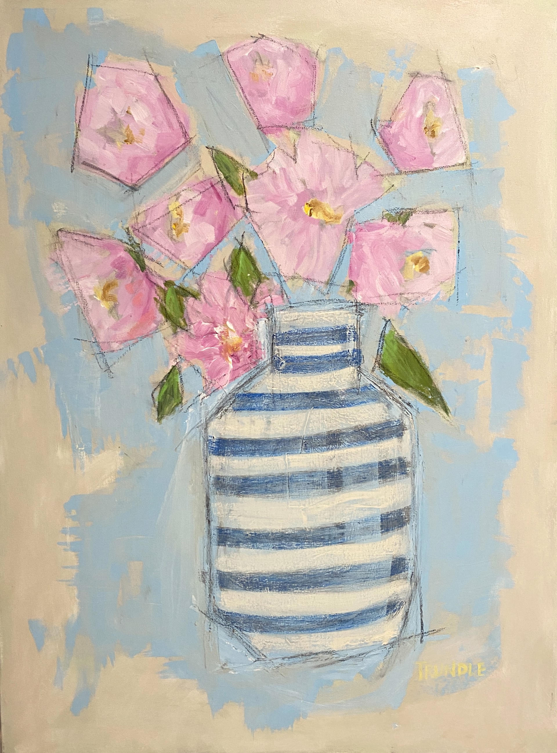 Peonies with Stripes by Sarah Trundle
