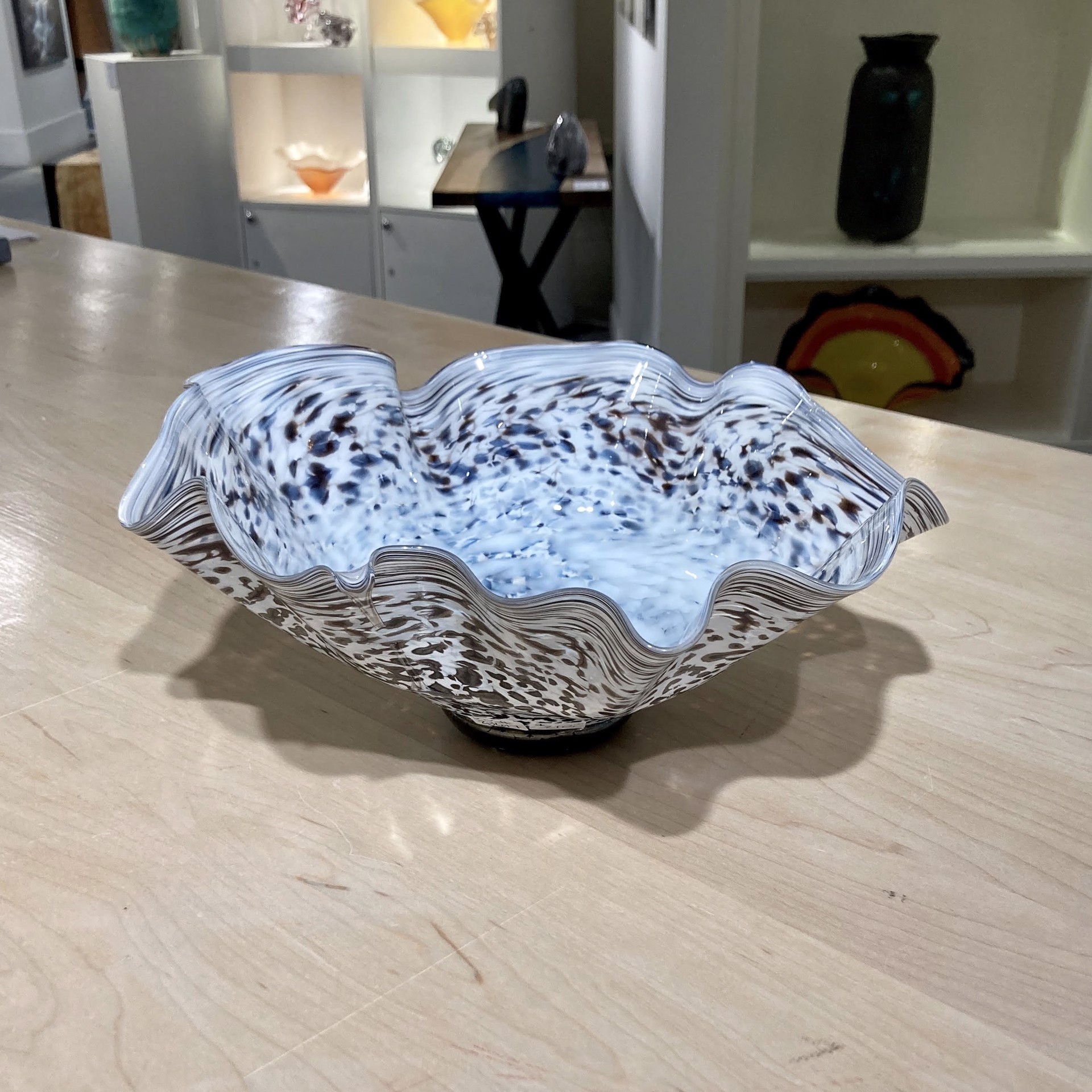 Speckled Egg Wavy Footed Bowl by Hayden MacRae