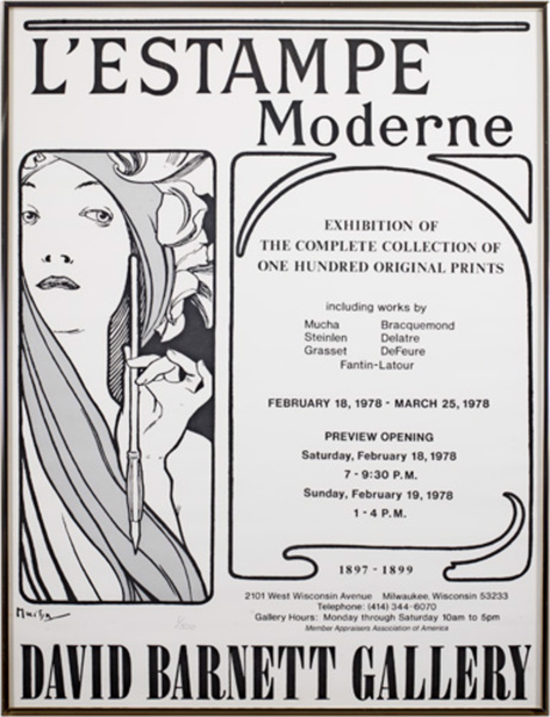 L'Estampe Moderne  - David Barnett Gallery Exhibition, Feb. 18, 1978 - Mar. 25, 1978 by Alphonse Mucha (after)