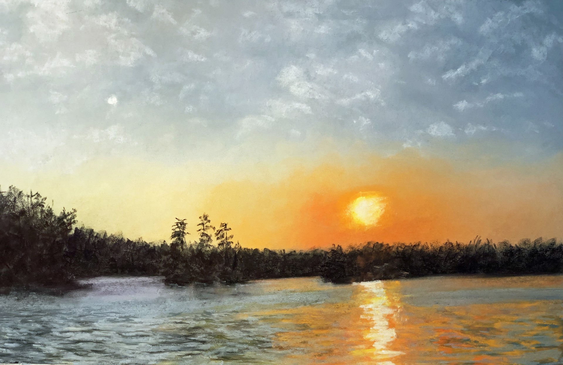 Six O'Clock I: Moonrise Sunset by Anne Heywood