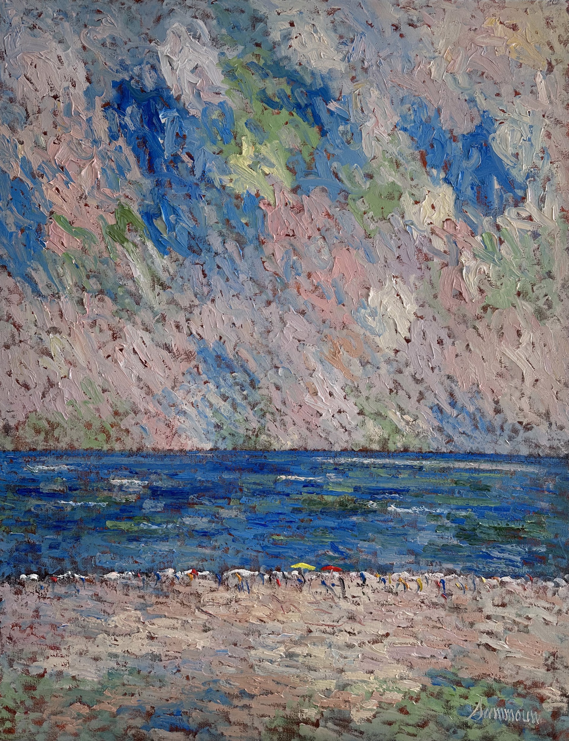 The beach, Two Umbrellas II, 48x36 by Samir Sammoun