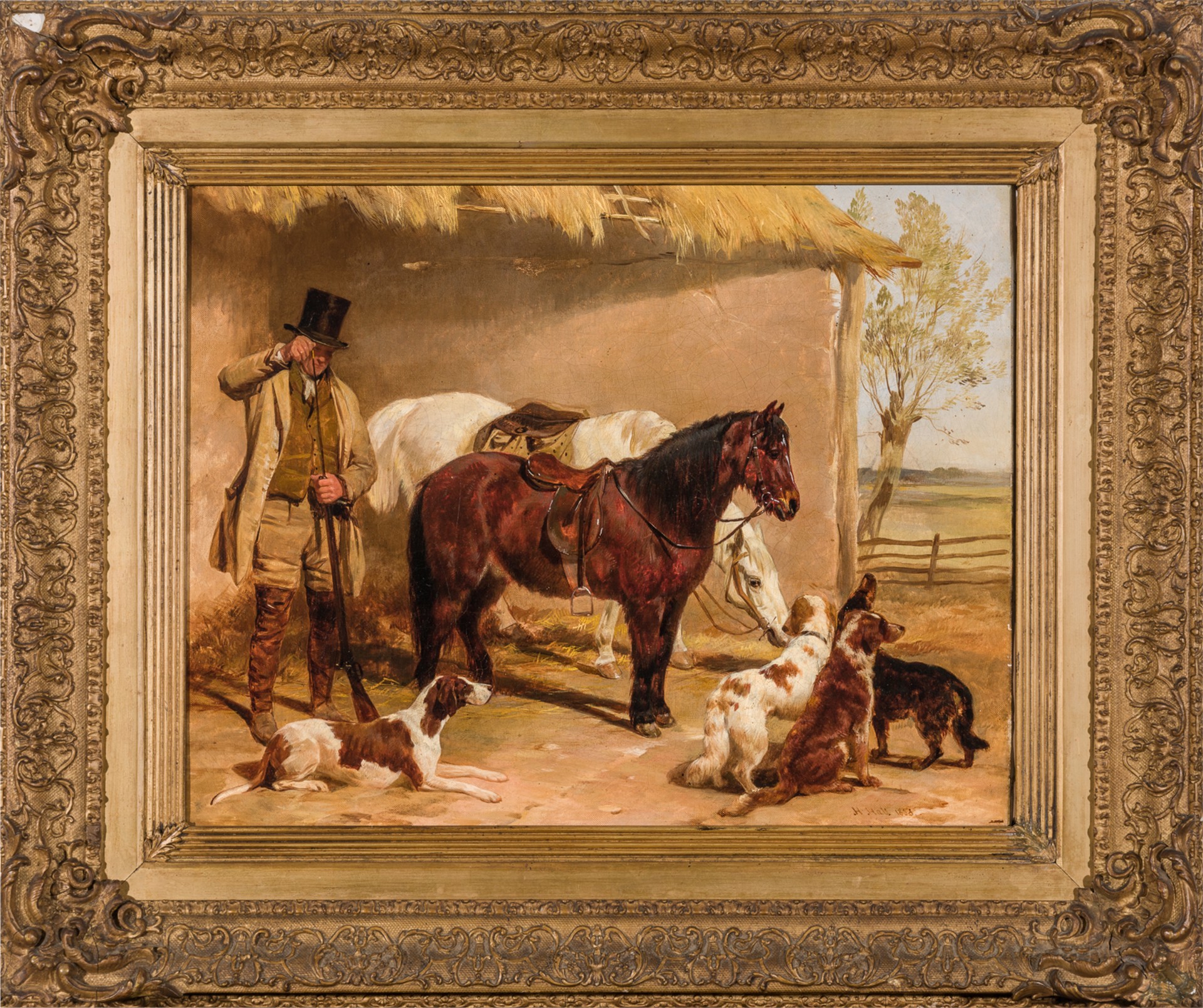FORESTER WITH HORSES & DOGS by Harry Hall