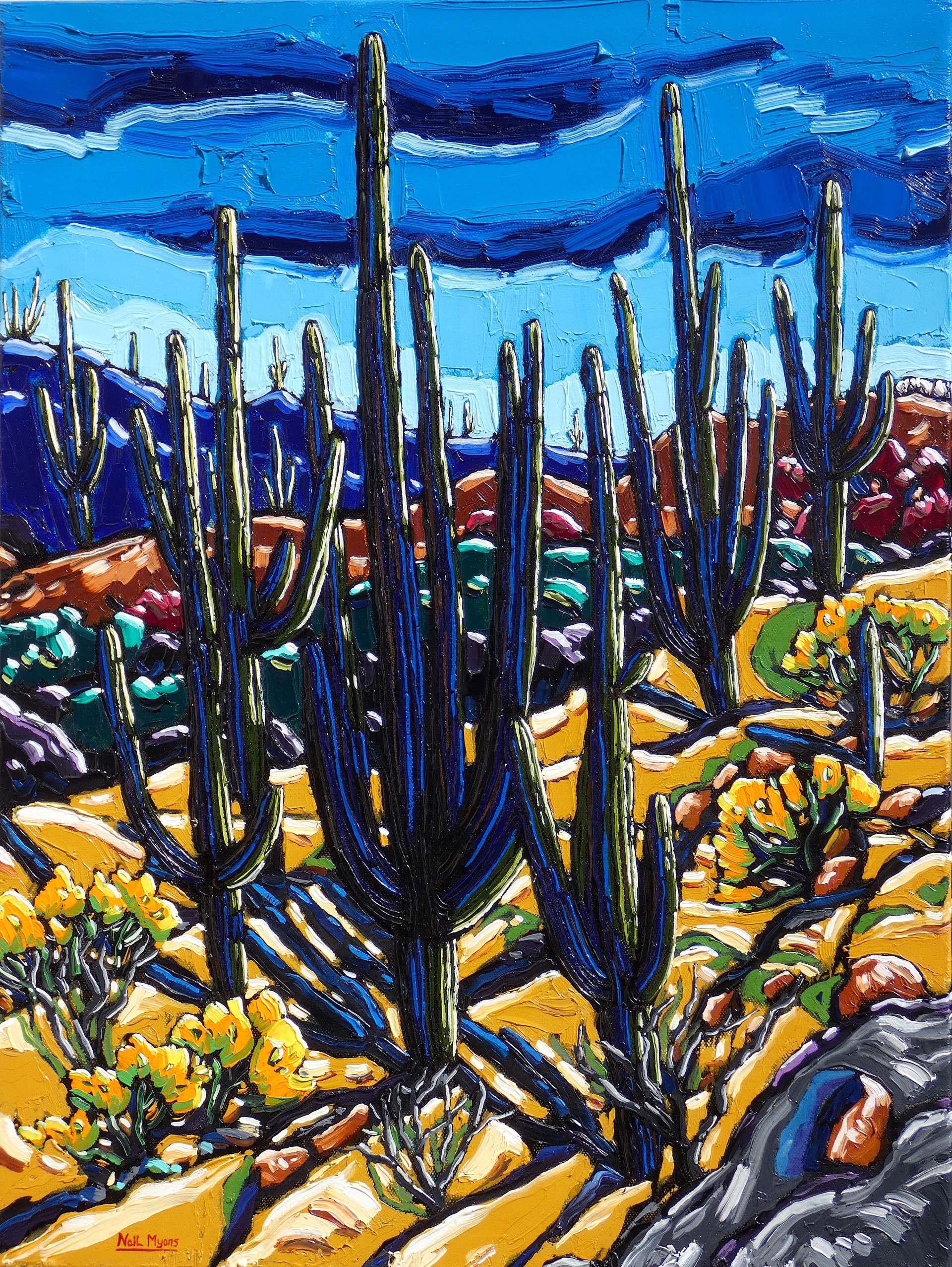 Beauty and Peace, Giant Saguaros by Neil Myers