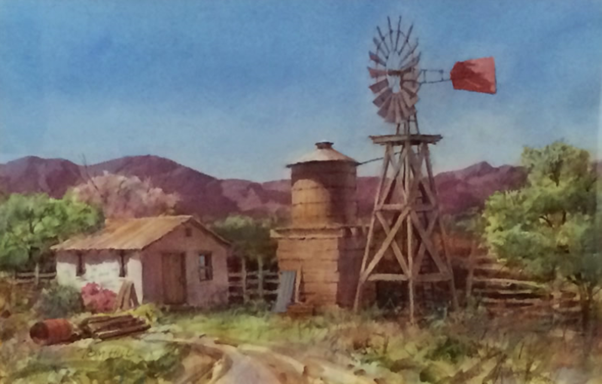 Old Western Windmill by Tom Hill