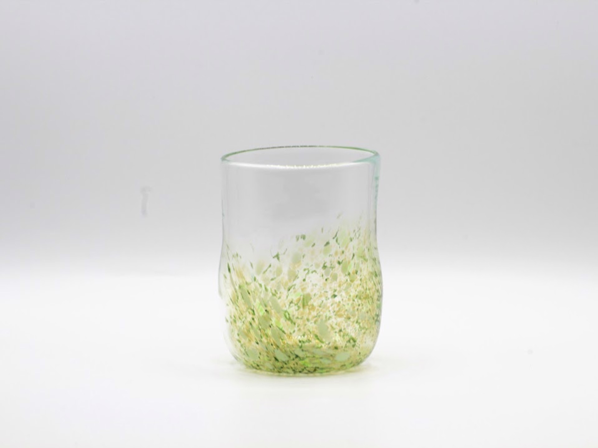 Flat Bottom Hand Blown Glass Cup - Green by Katie Sisum