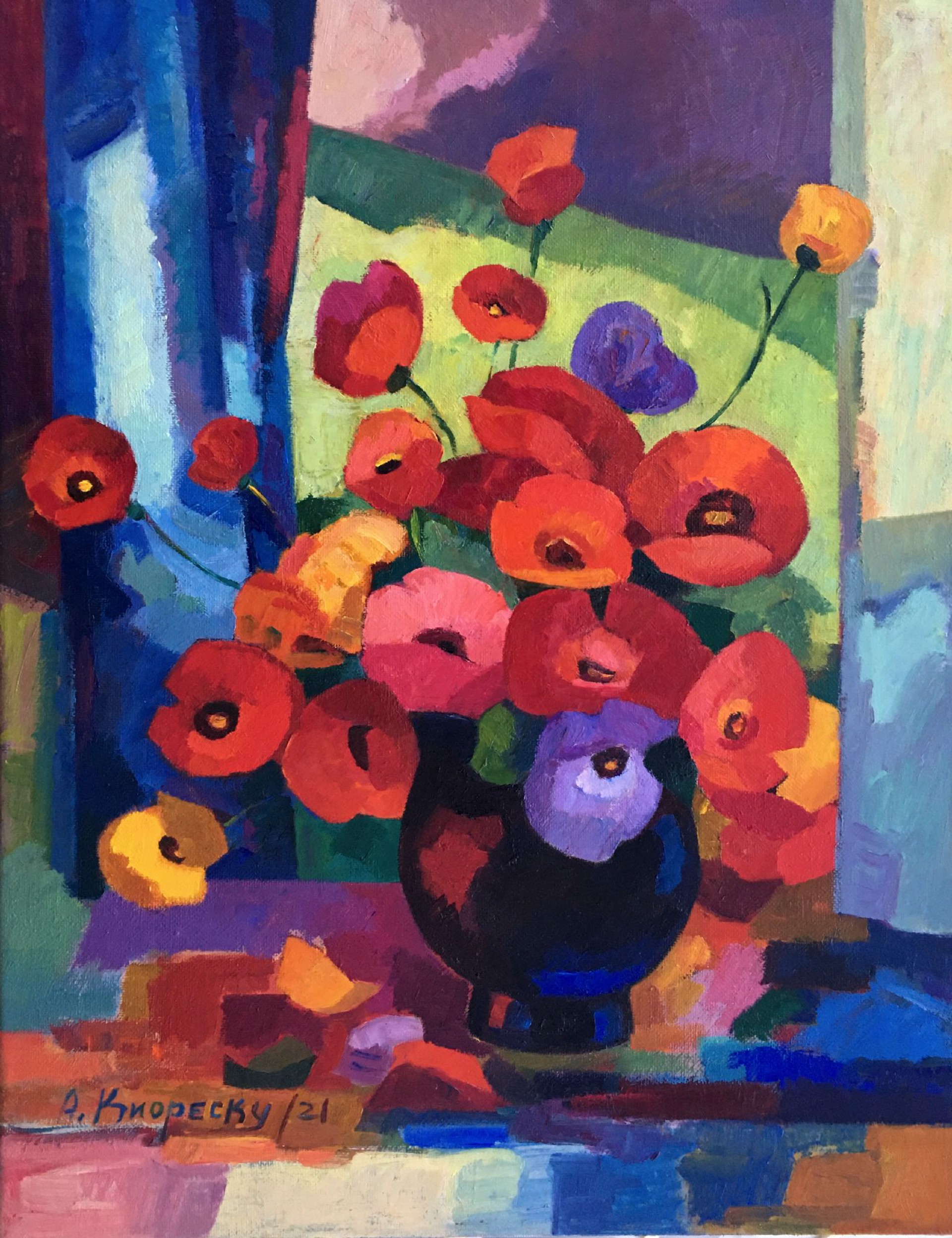 Poppies on the Window by Andrei Kioresku