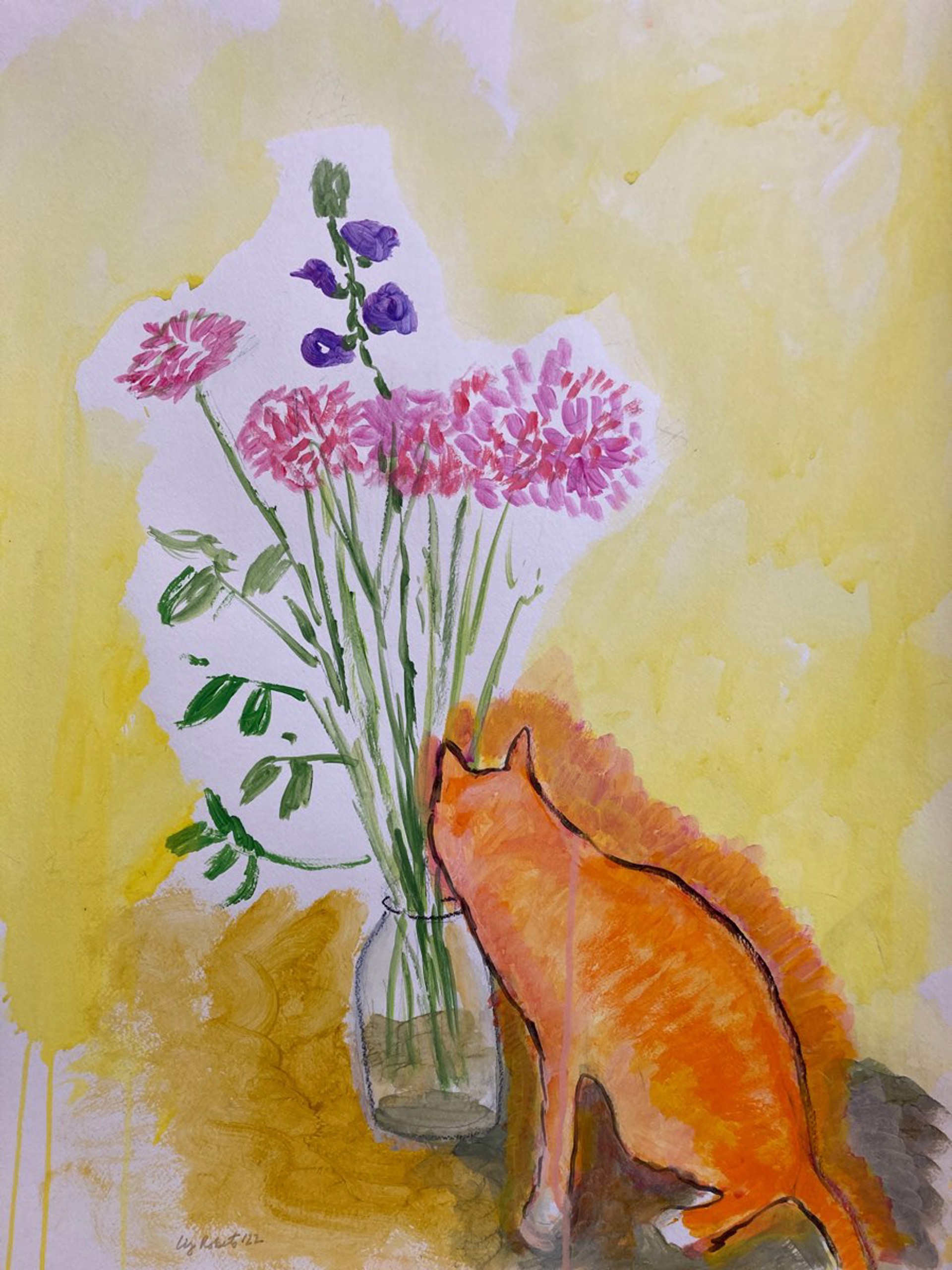 Cat Eating Flowers by Elizabeth Roberts