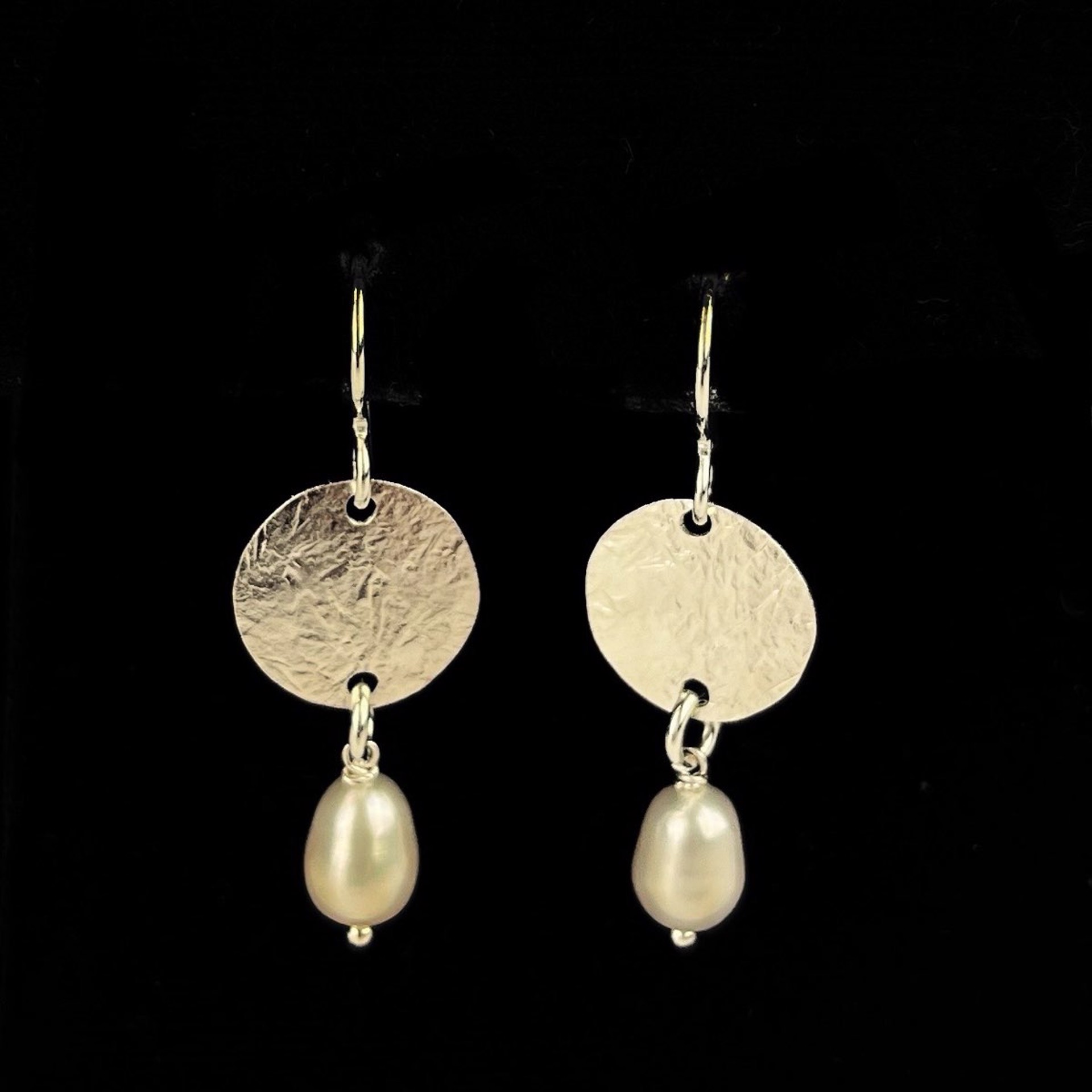 Disk with Pearl Dangle Earrings by Nichole Collins