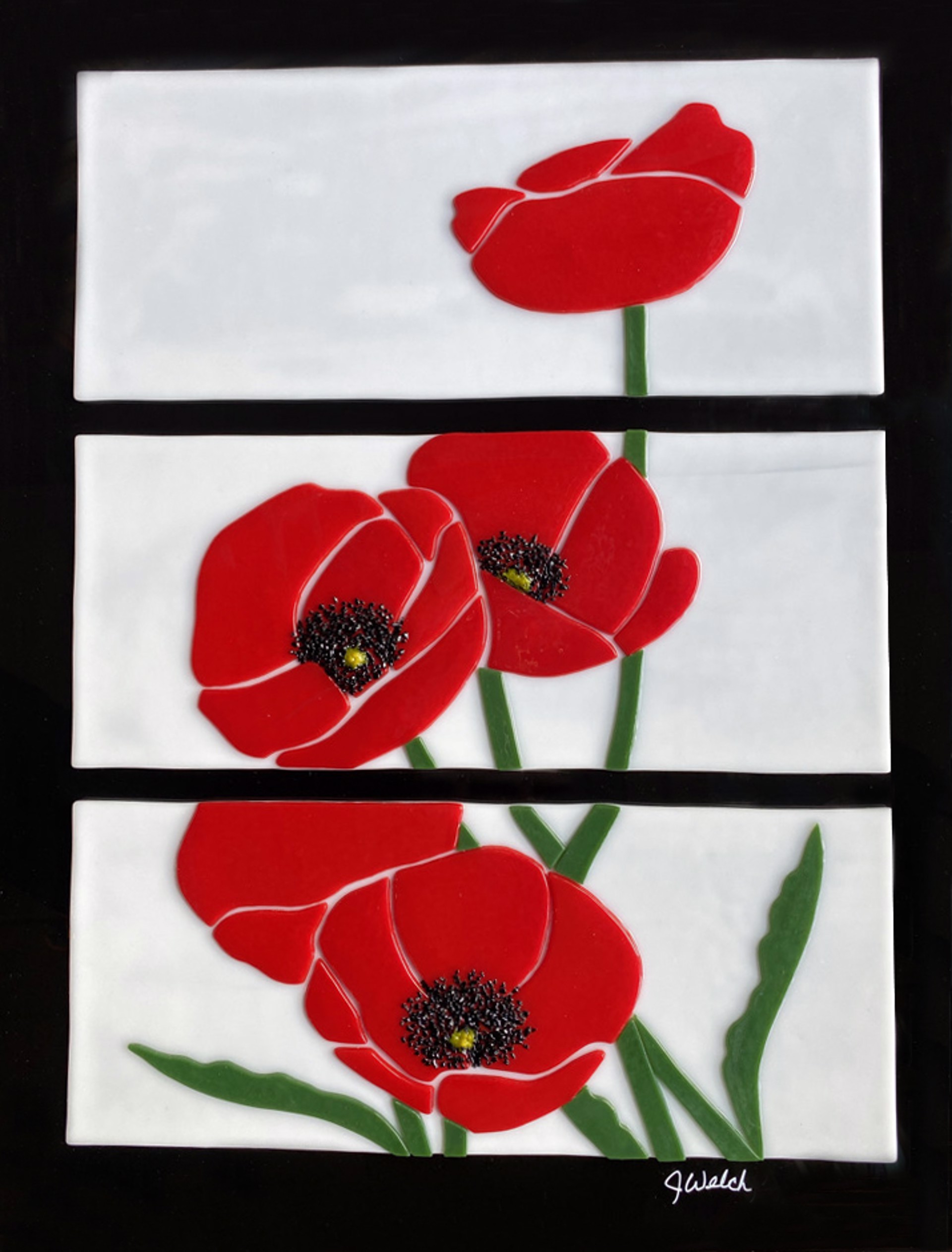 Poppies (Triptych) by Jennifer Welch