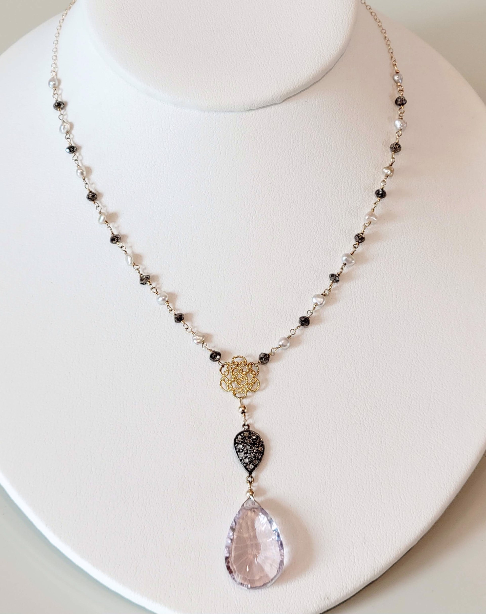 MLJ-3366-N Concave cut pink amethyst (Rose de France) by Melinda Lawton Jewelry