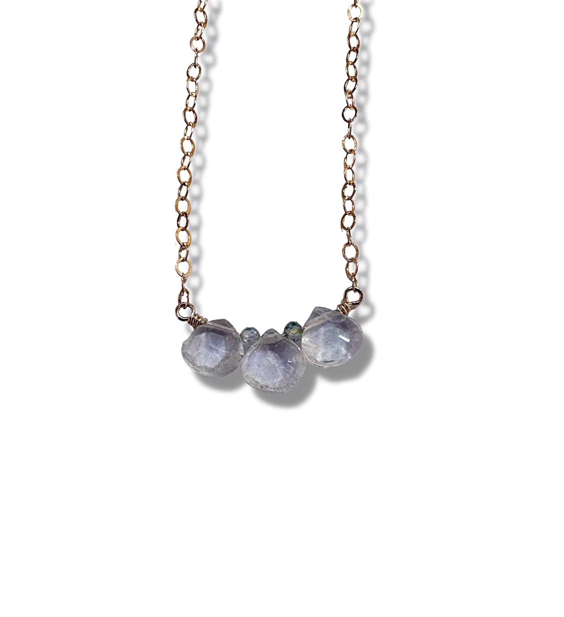Necklace - Moonstone and Blue Zircon with 14K Gold Filling by Julia Balestracci
