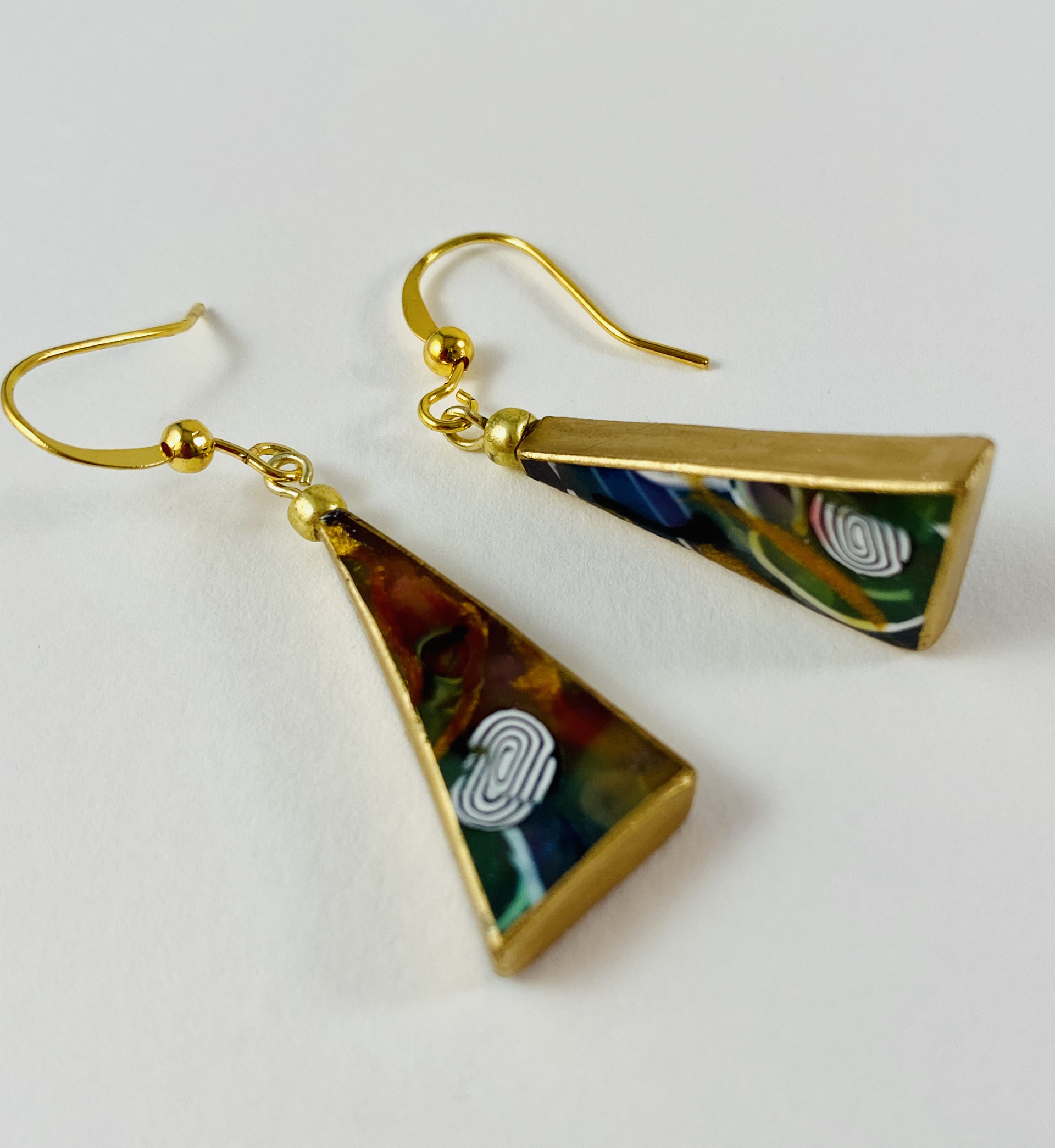 Gold and Multi-Color earring by Nancy Roth