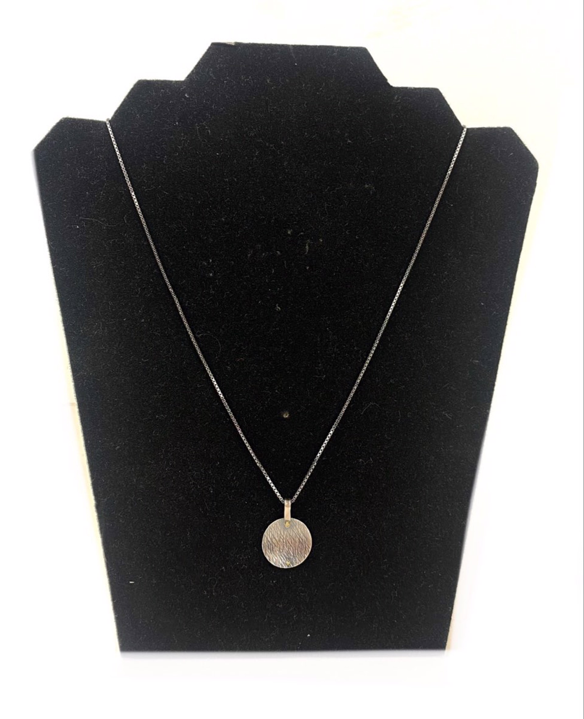 Large Textured Disk with Vermeil Circle Necklace by Nichole Collins