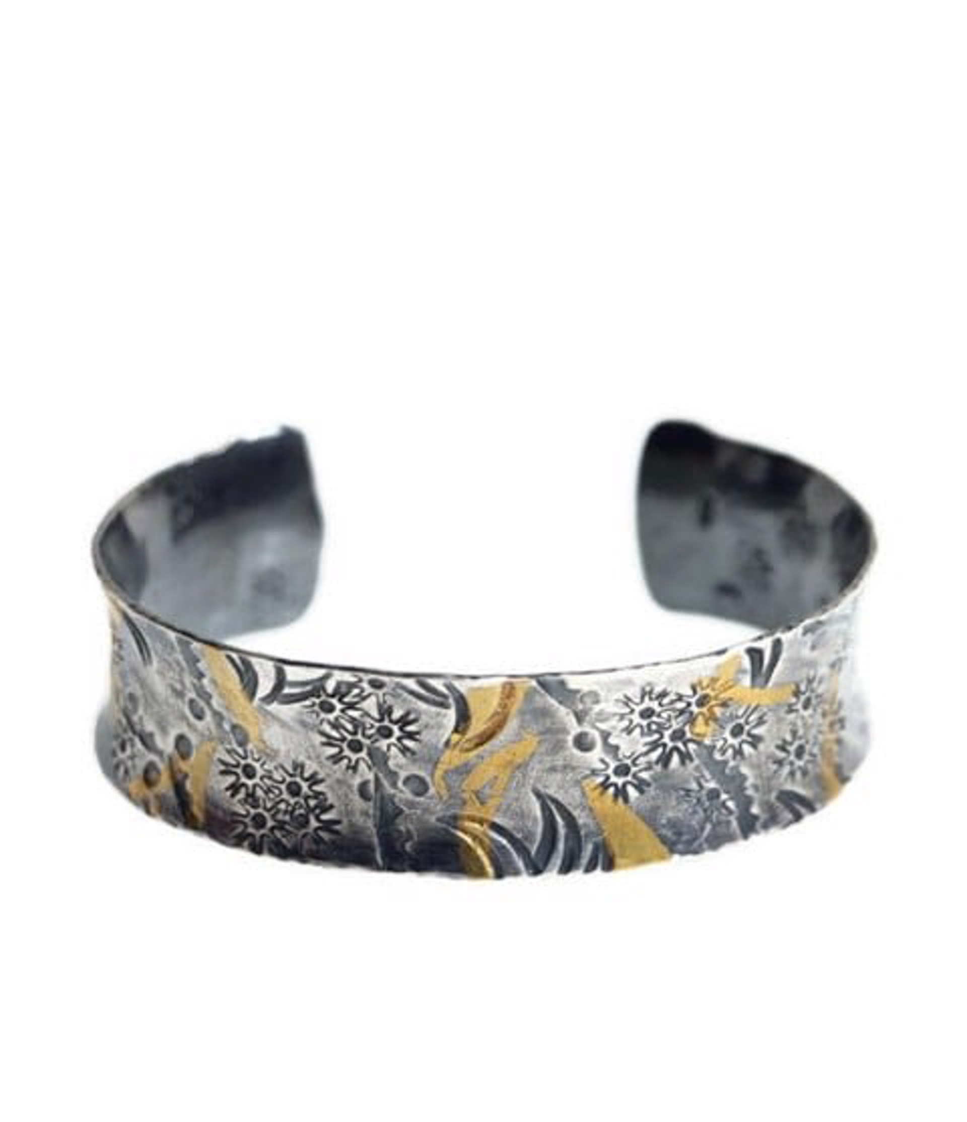 Keum Boo Cuff with Floral Pattern by Karla Hackman