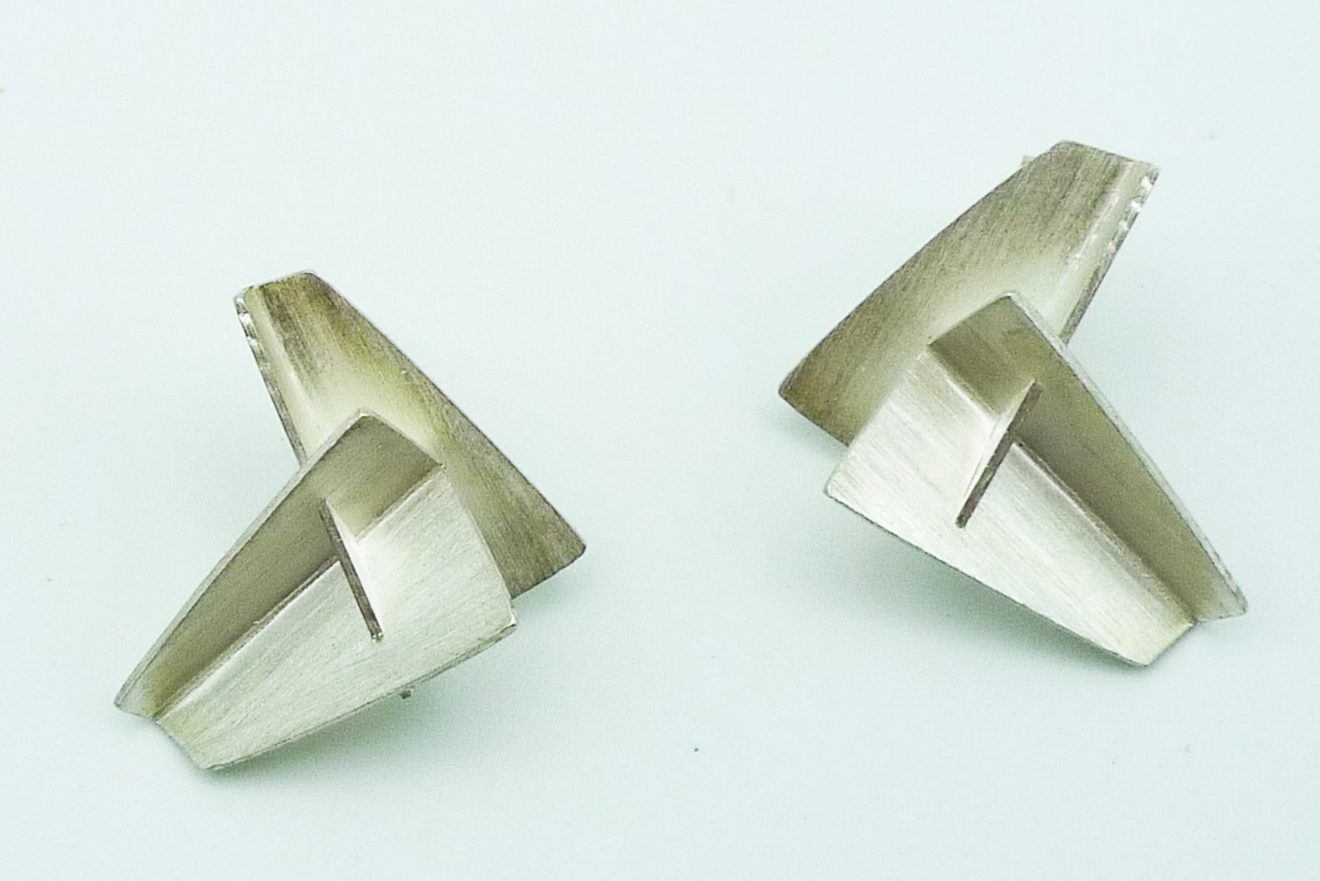 Matte Small Silver Folded Post Earrings by Lauren Markley