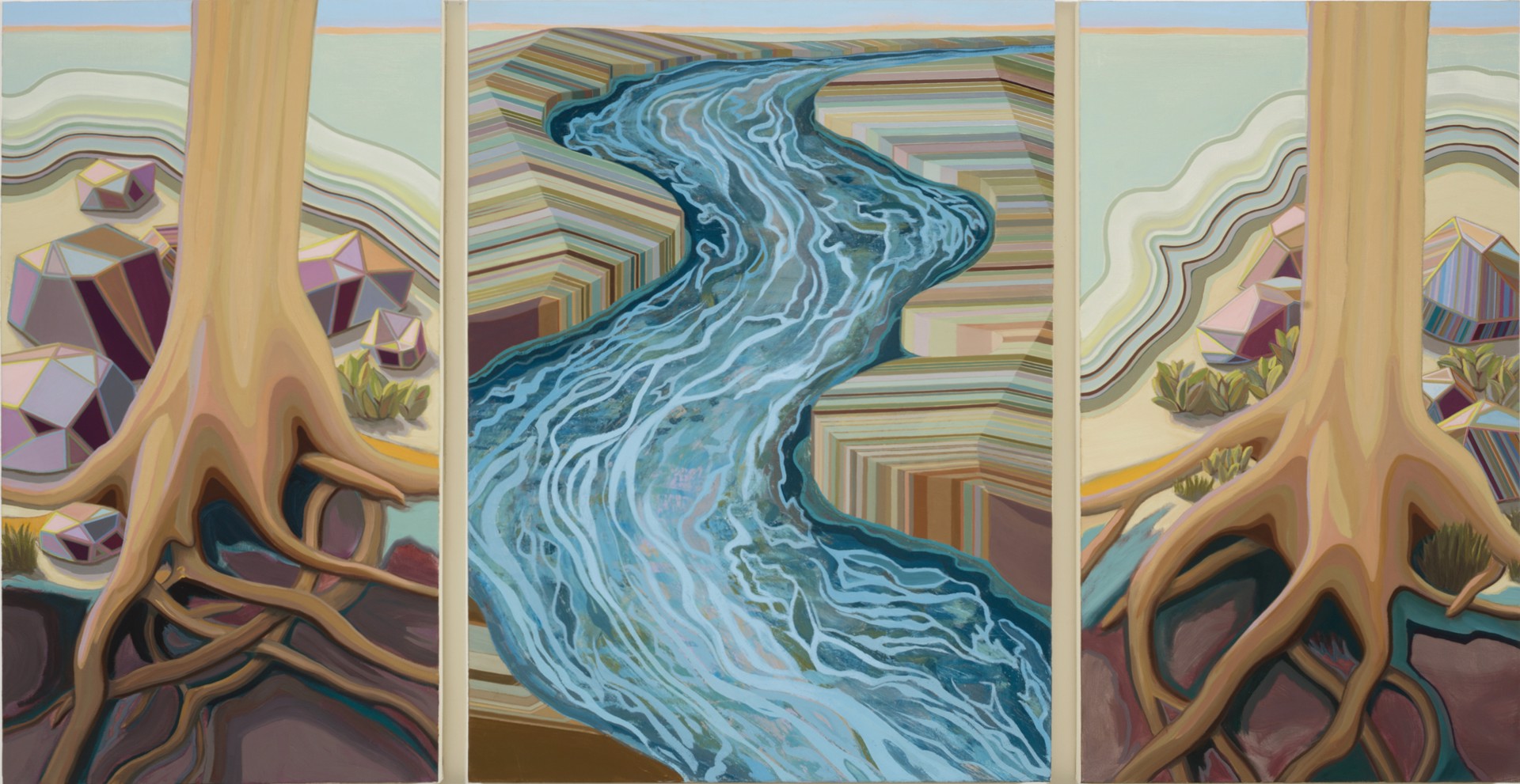 Thirst Drove me Down the RIver (triptych) by April Dawn Parker
