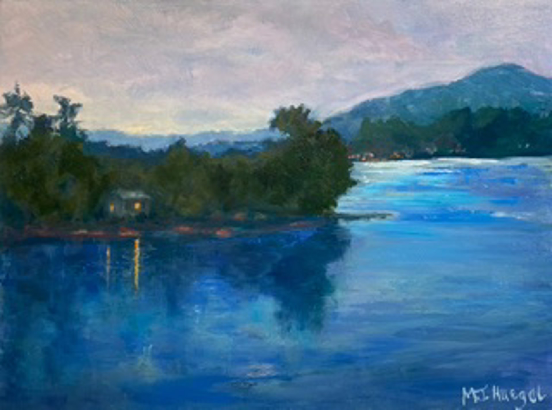 Dusk Over The Lake by Mary Jane Huegel