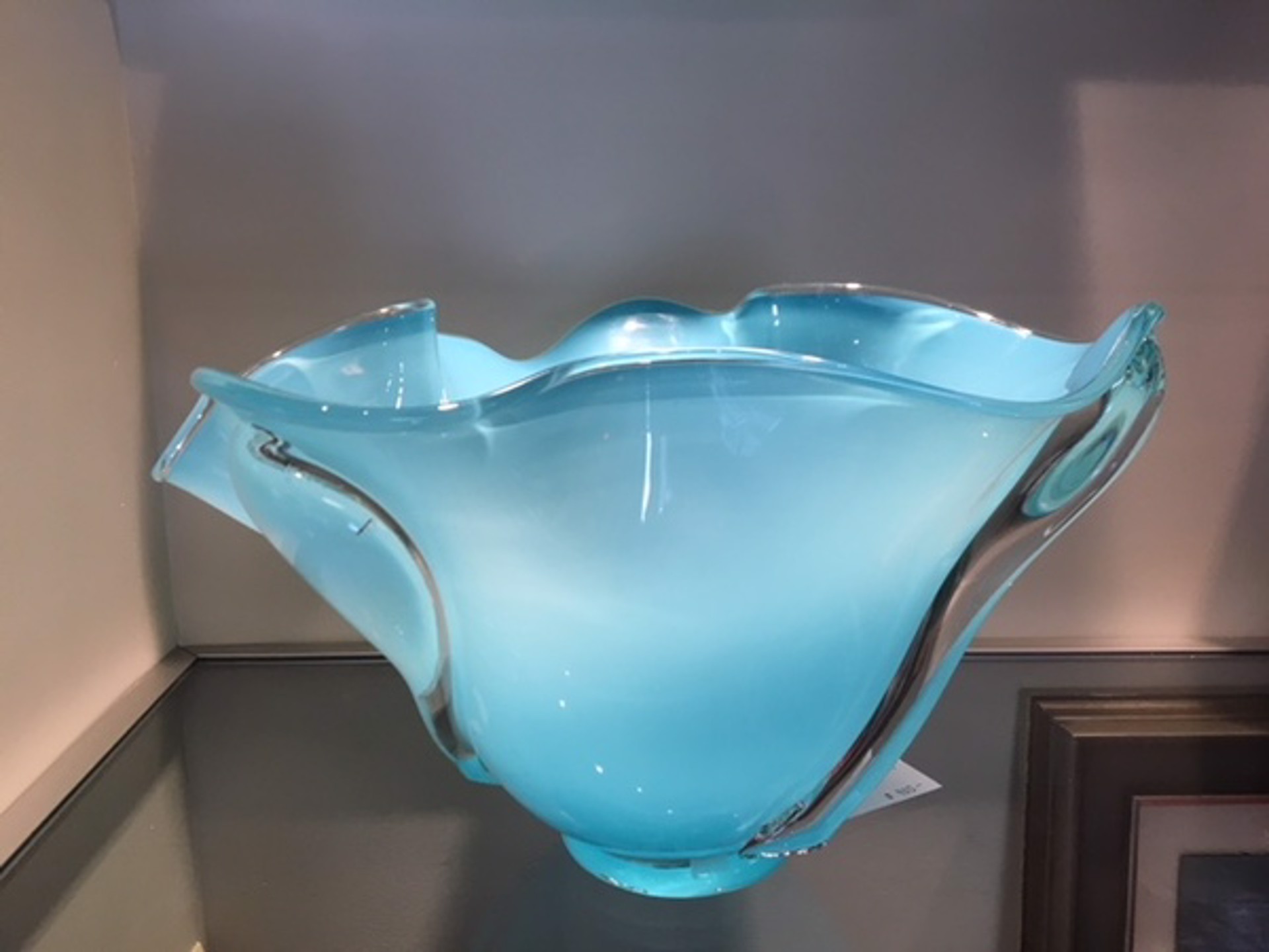 Turquoise Whorl Bowl by AlBo Glass
